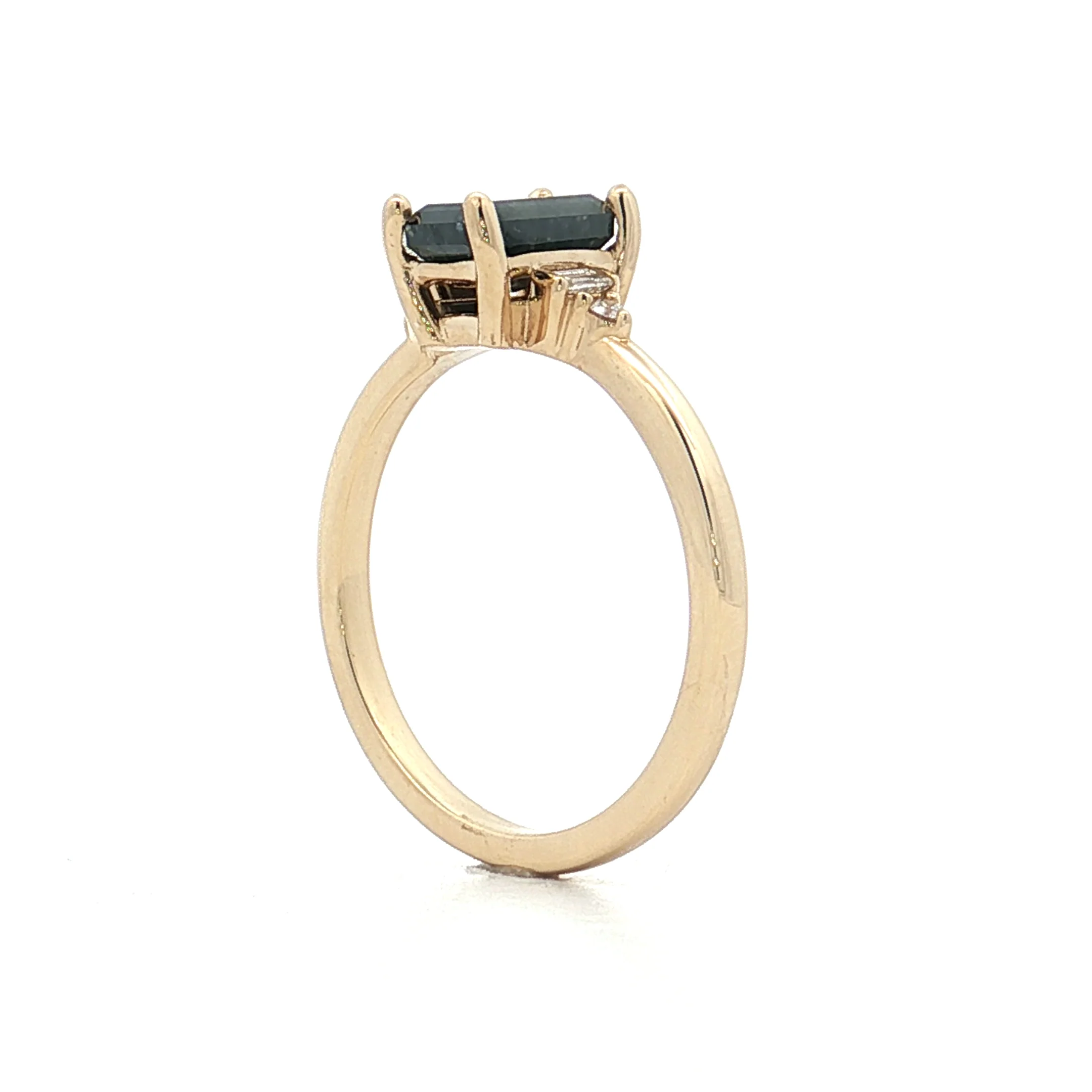 1.20 Emerald Cut Salt & Pepper Diamond Engagement Ring 14k - Image 5
