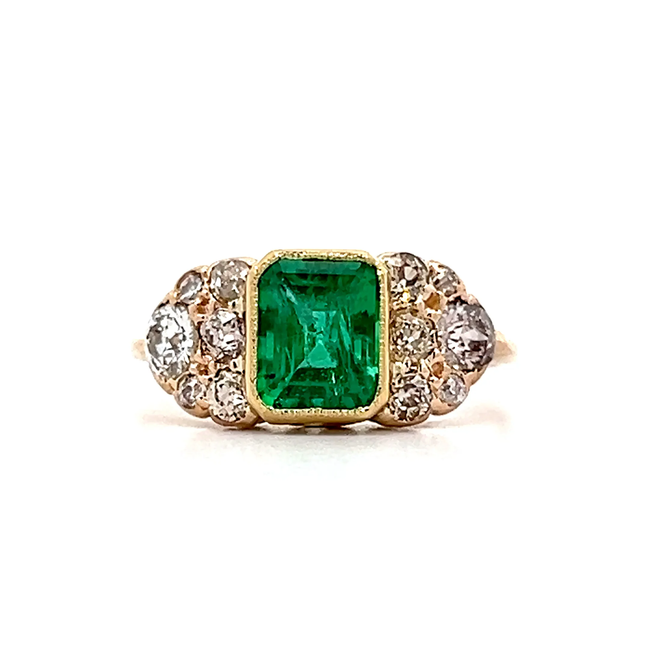 1.20 Emerald & Diamond Engagement Ring in Platinum