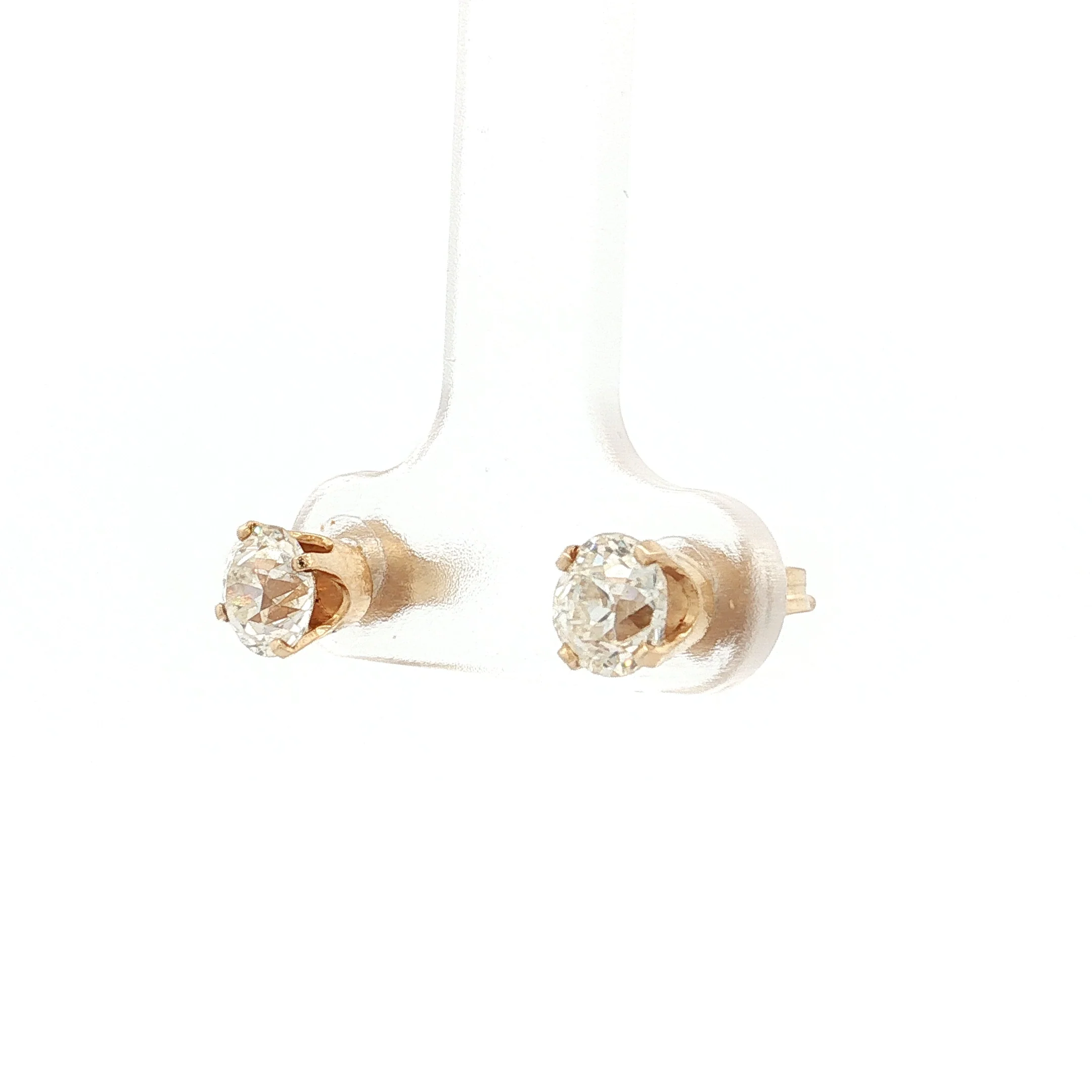 1.20 Old European Cut Diamond Stud Earrings 14k - Image 2