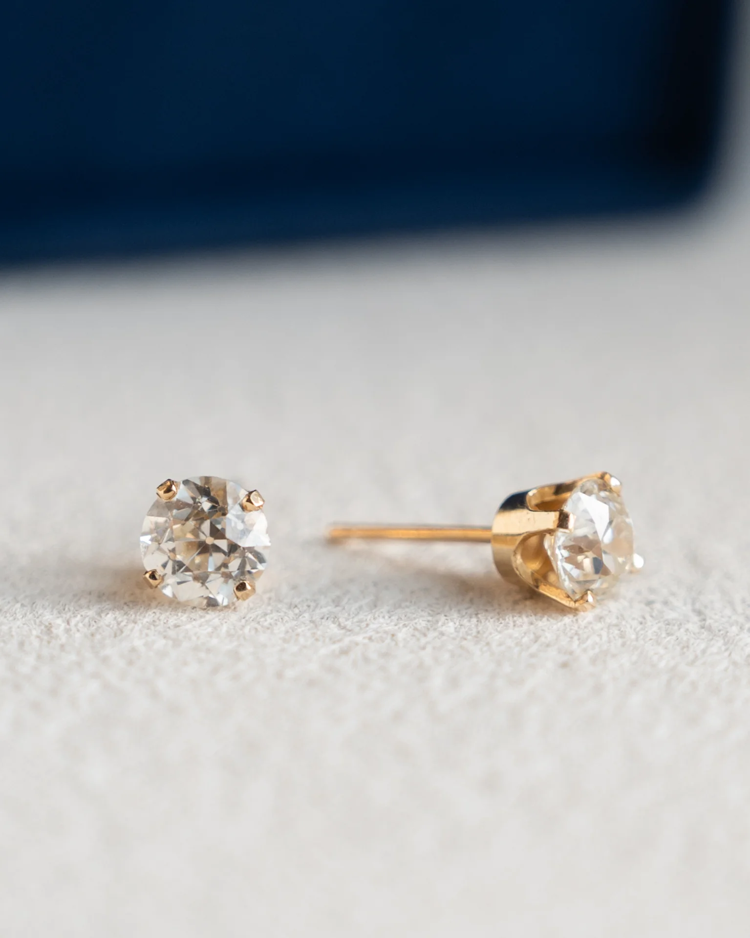 1.20 Old European Cut Diamond Stud Earrings 14k - Image 4