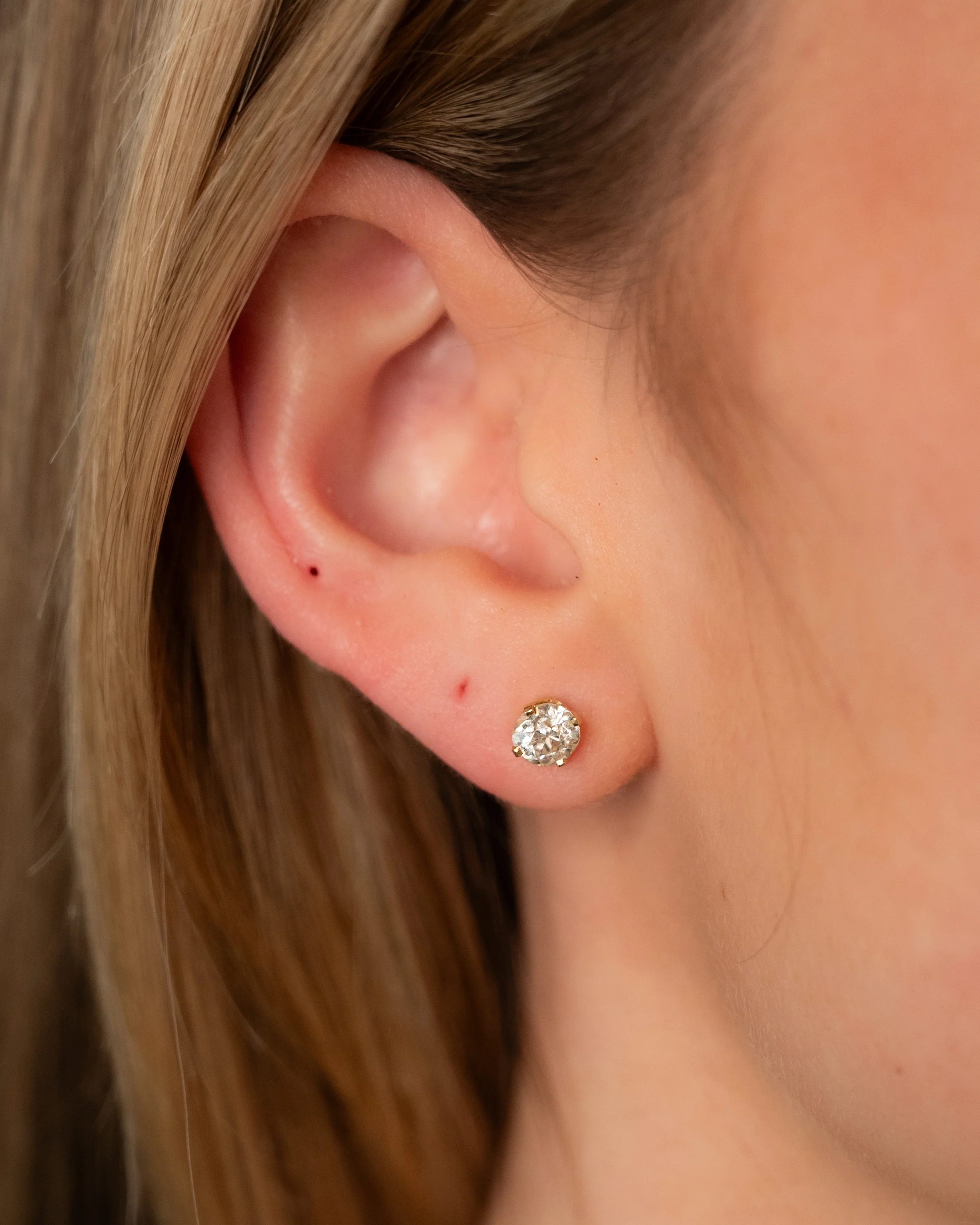 1.20 Old European Cut Diamond Stud Earrings 14k - Image 5