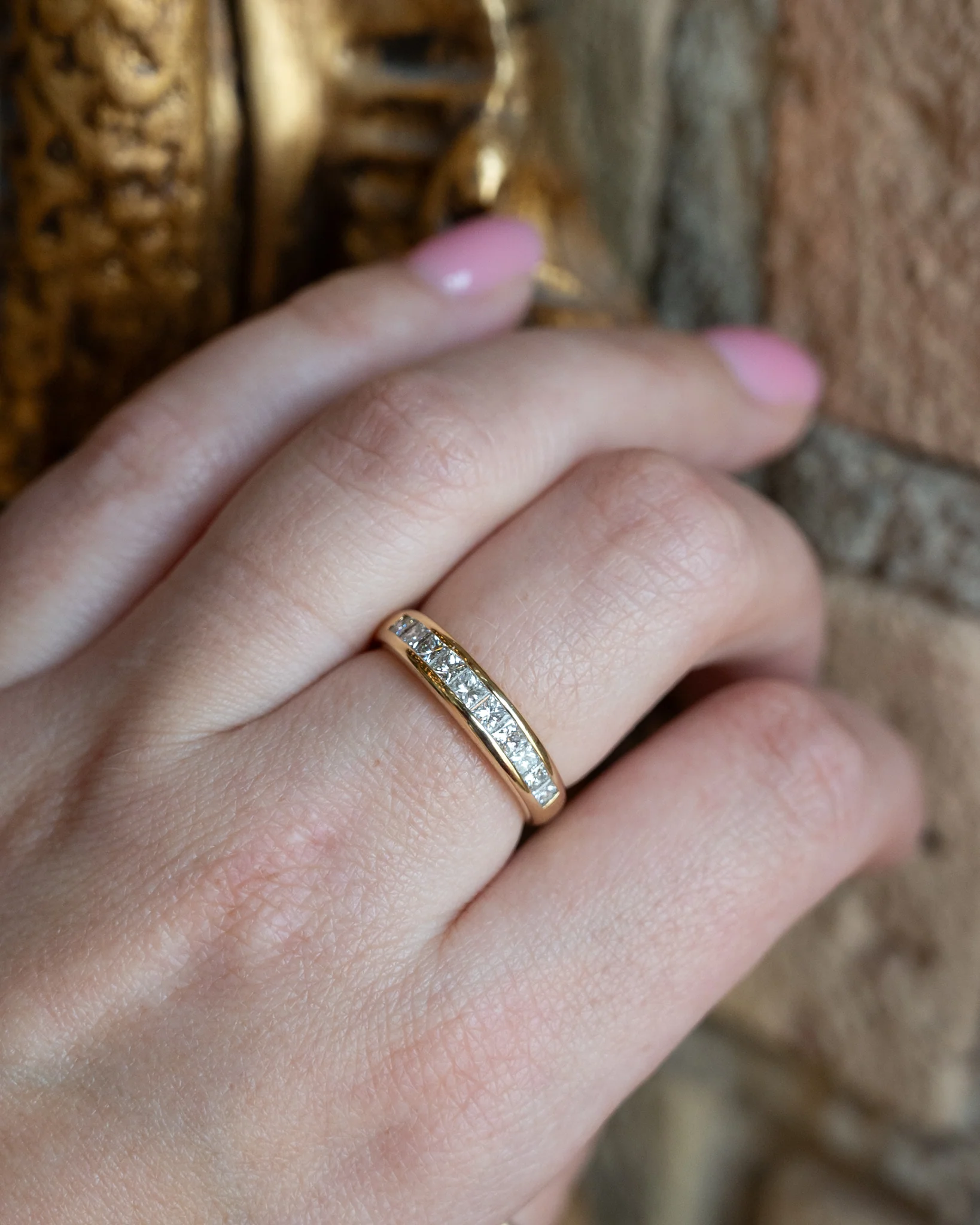 1.20 Princess Cut Diamond Wedding Band in 18k - Image 7