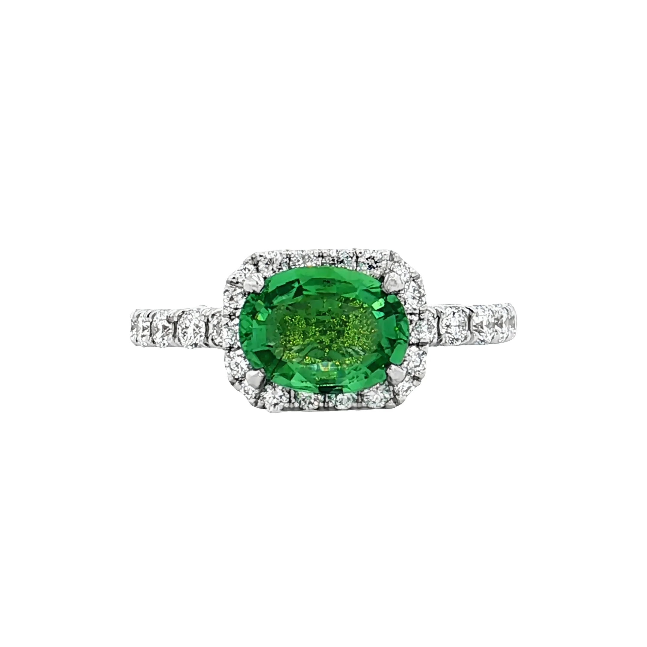 1.21 Oval Tourmaline Engagement Ring 18k White Gold
