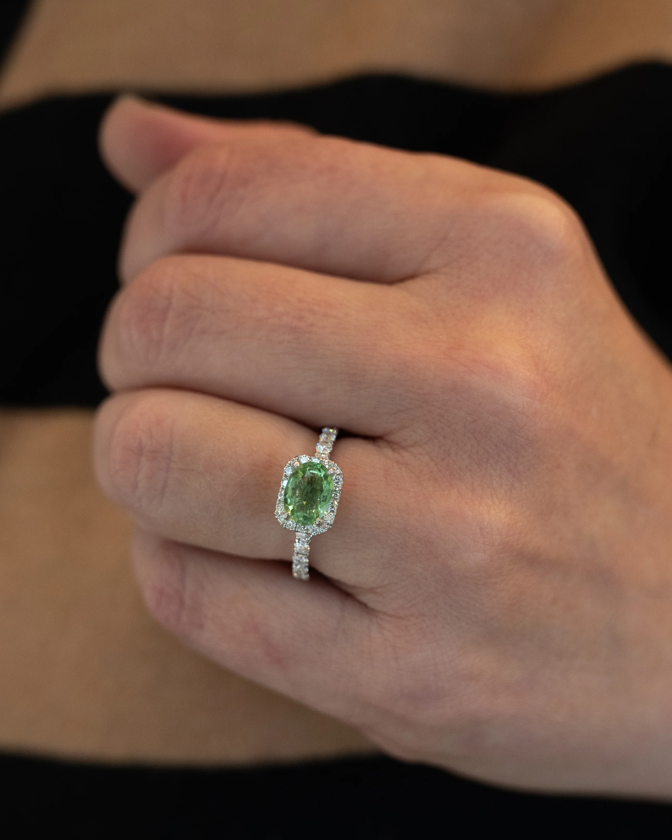 1.21 Oval Tourmaline Engagement Ring 18k White Gold - Image 7