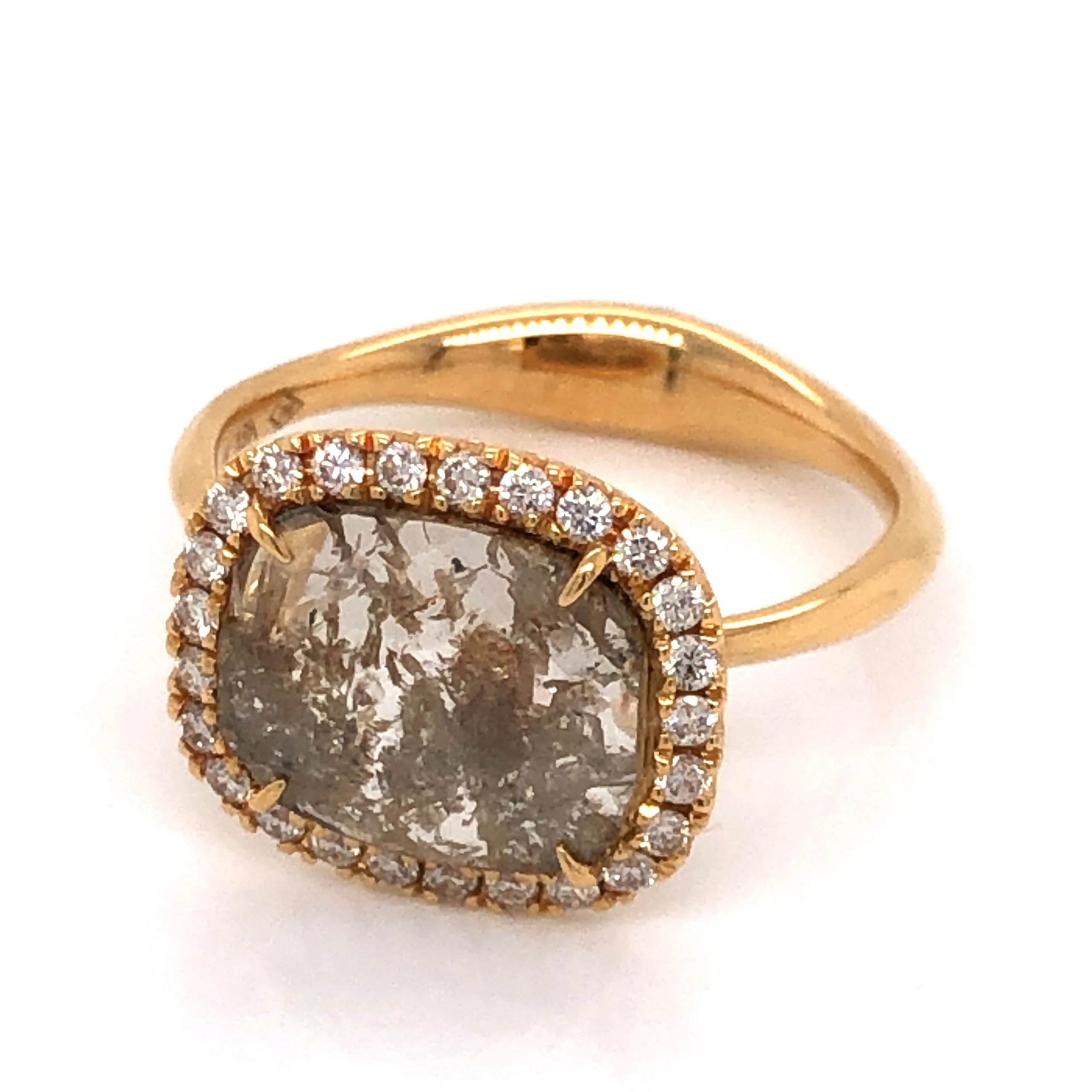 1.21 Rose Cut Diamond Halo Engagement Ring in 18K Yellow Gold - Image 3