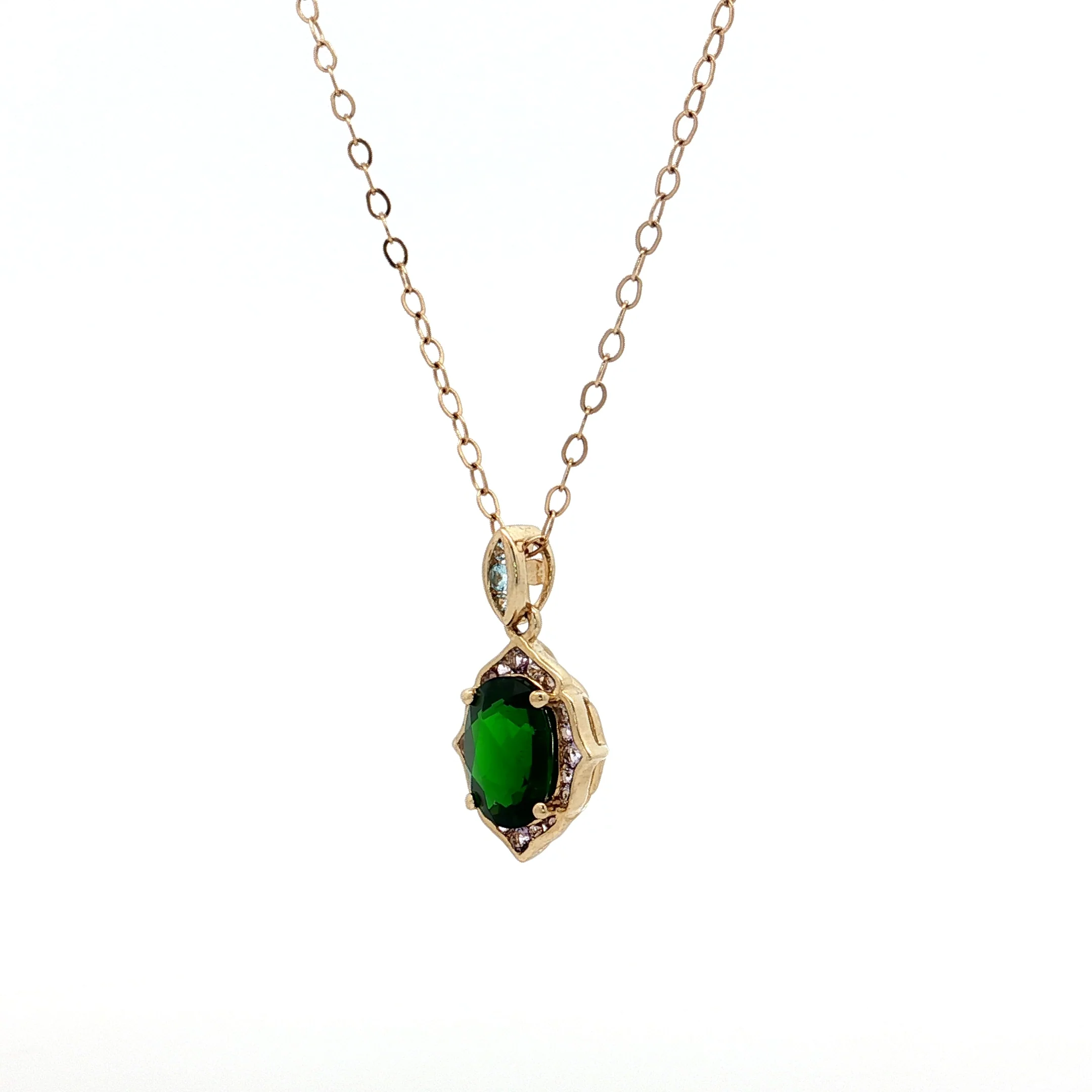 1.21 Tsavorite Garnet & Amethyst Pendant 14k - Image 2