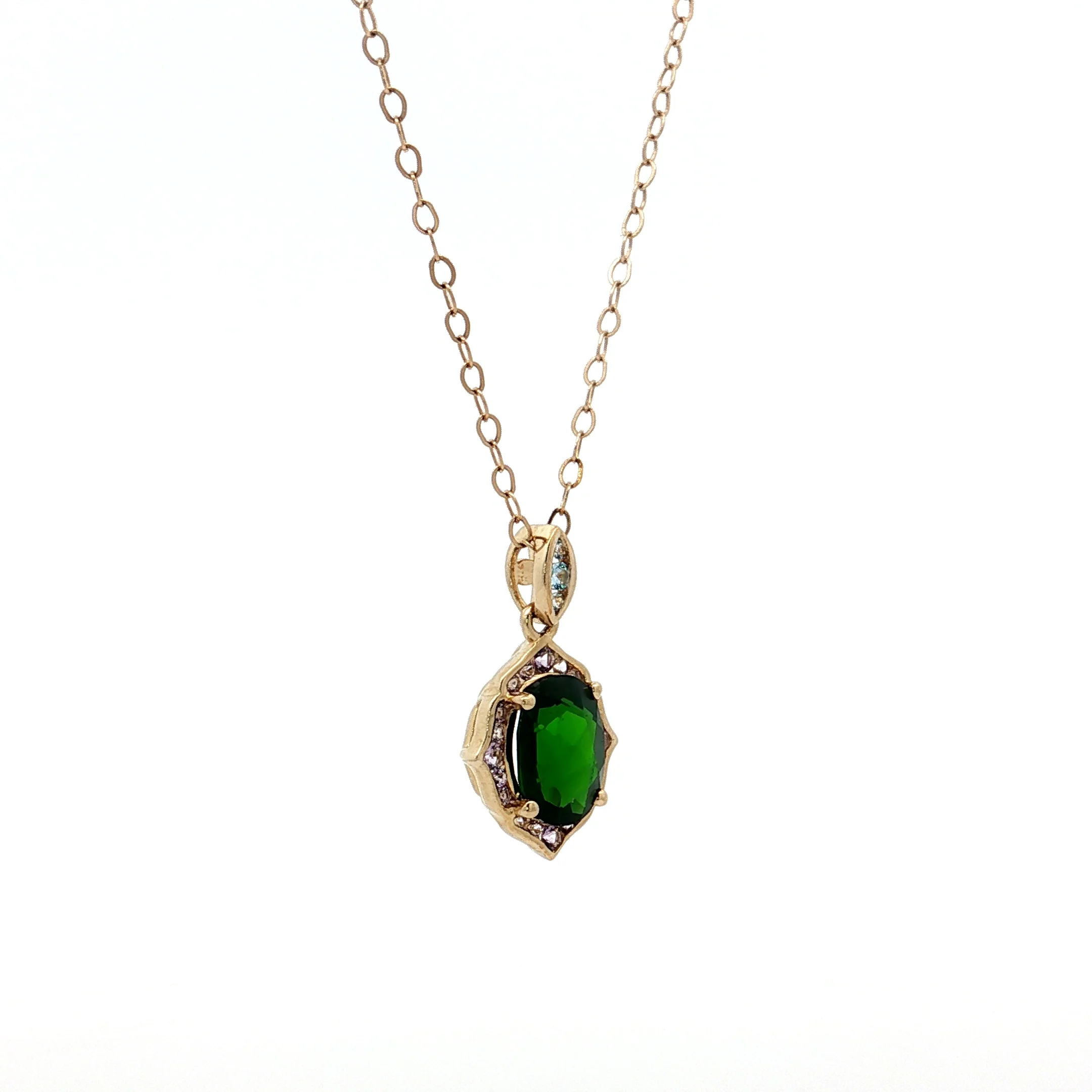 1.21 Tsavorite Garnet & Amethyst Pendant 14k - Image 3