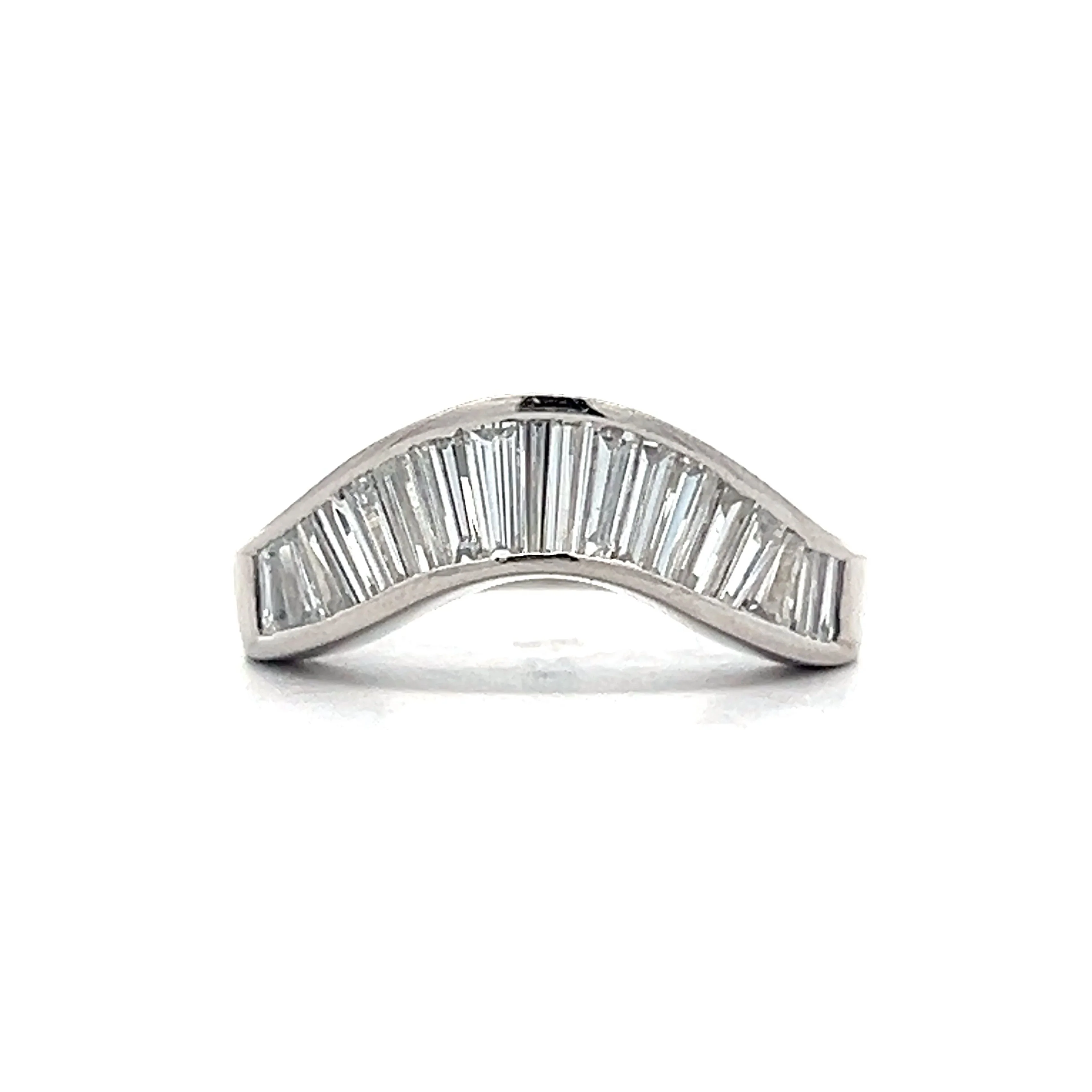 1.23 Baguette Diamond Contoured Wedding Band in Platinum