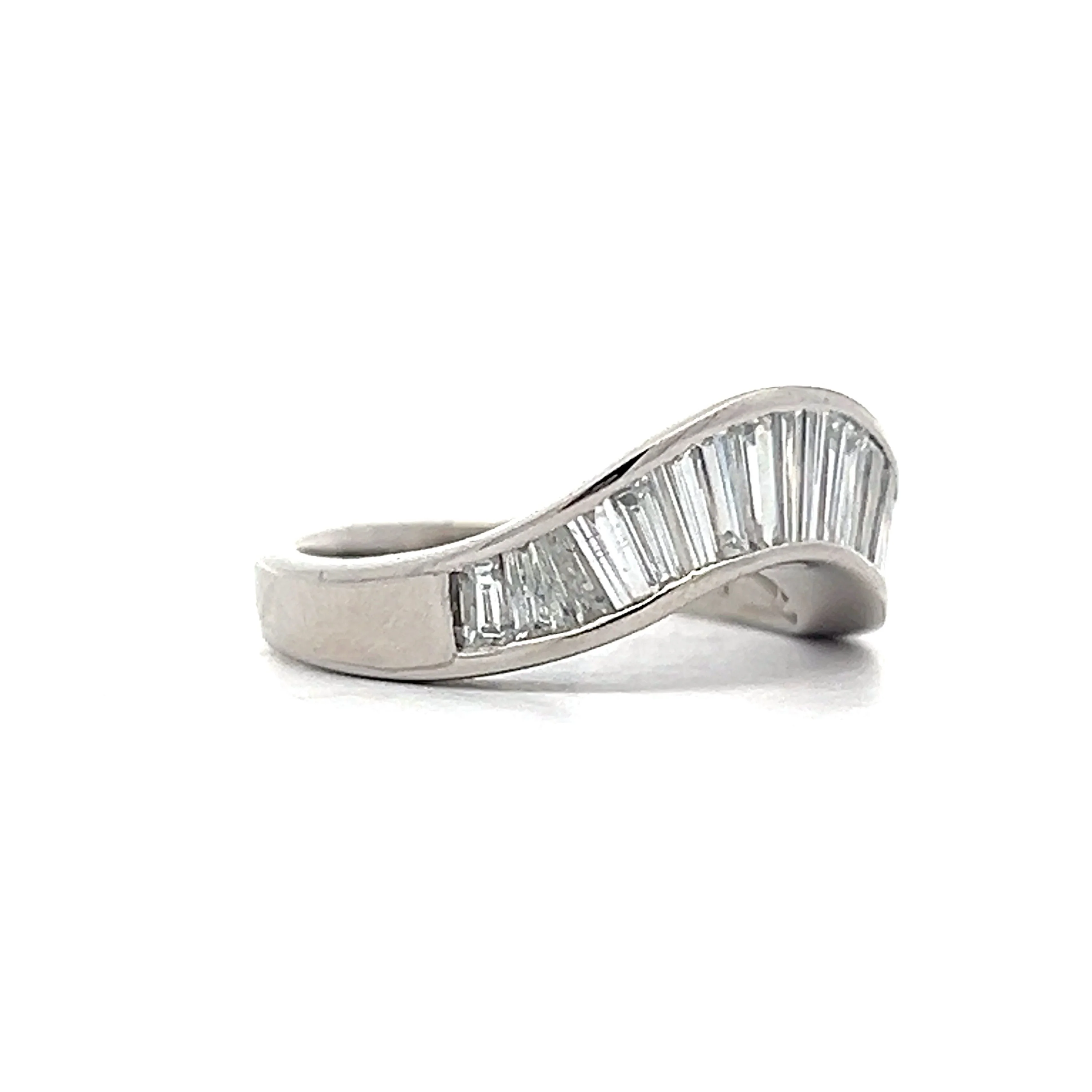 1.23 Baguette Diamond Contoured Wedding Band in Platinum - Image 3