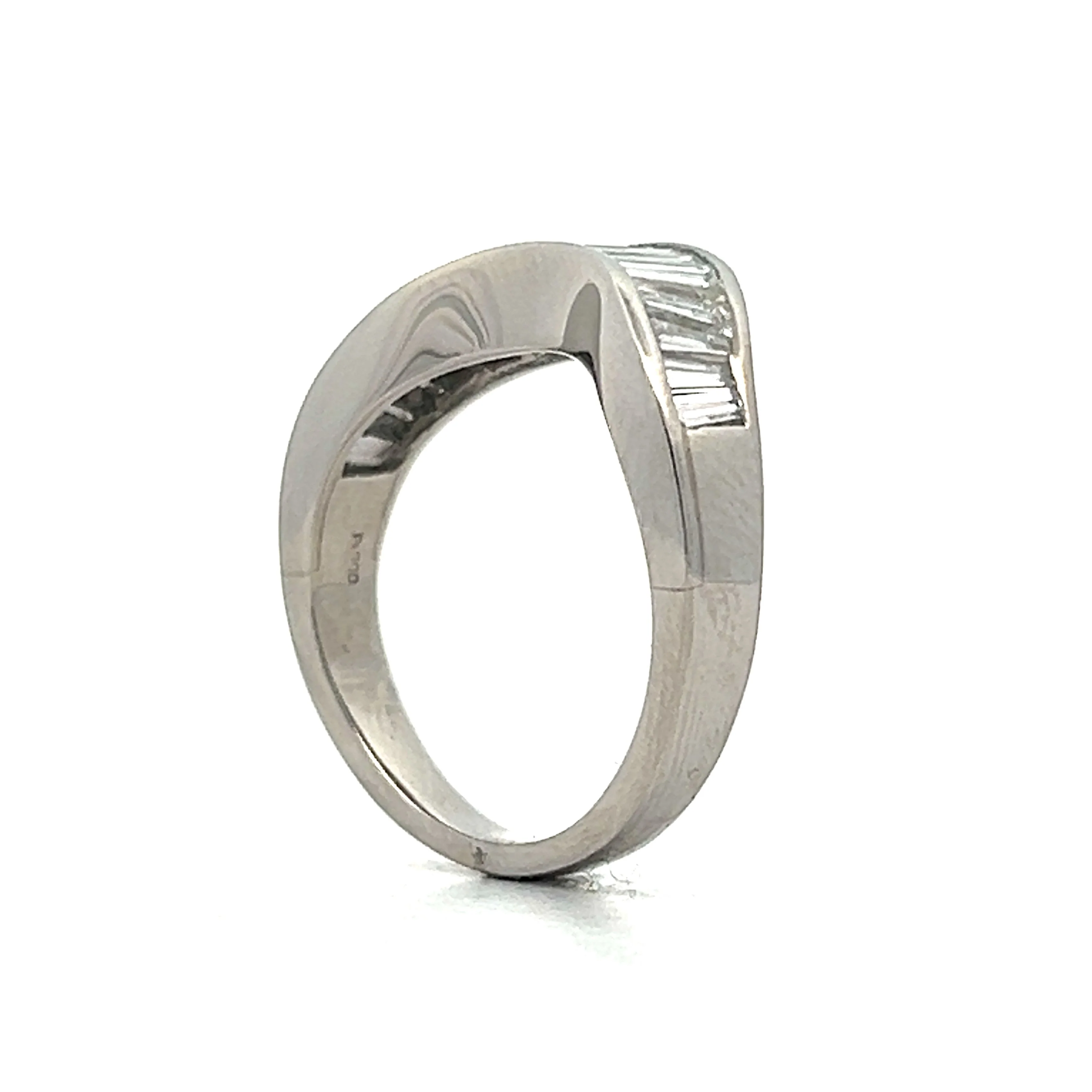 1.23 Baguette Diamond Contoured Wedding Band in Platinum - Image 5