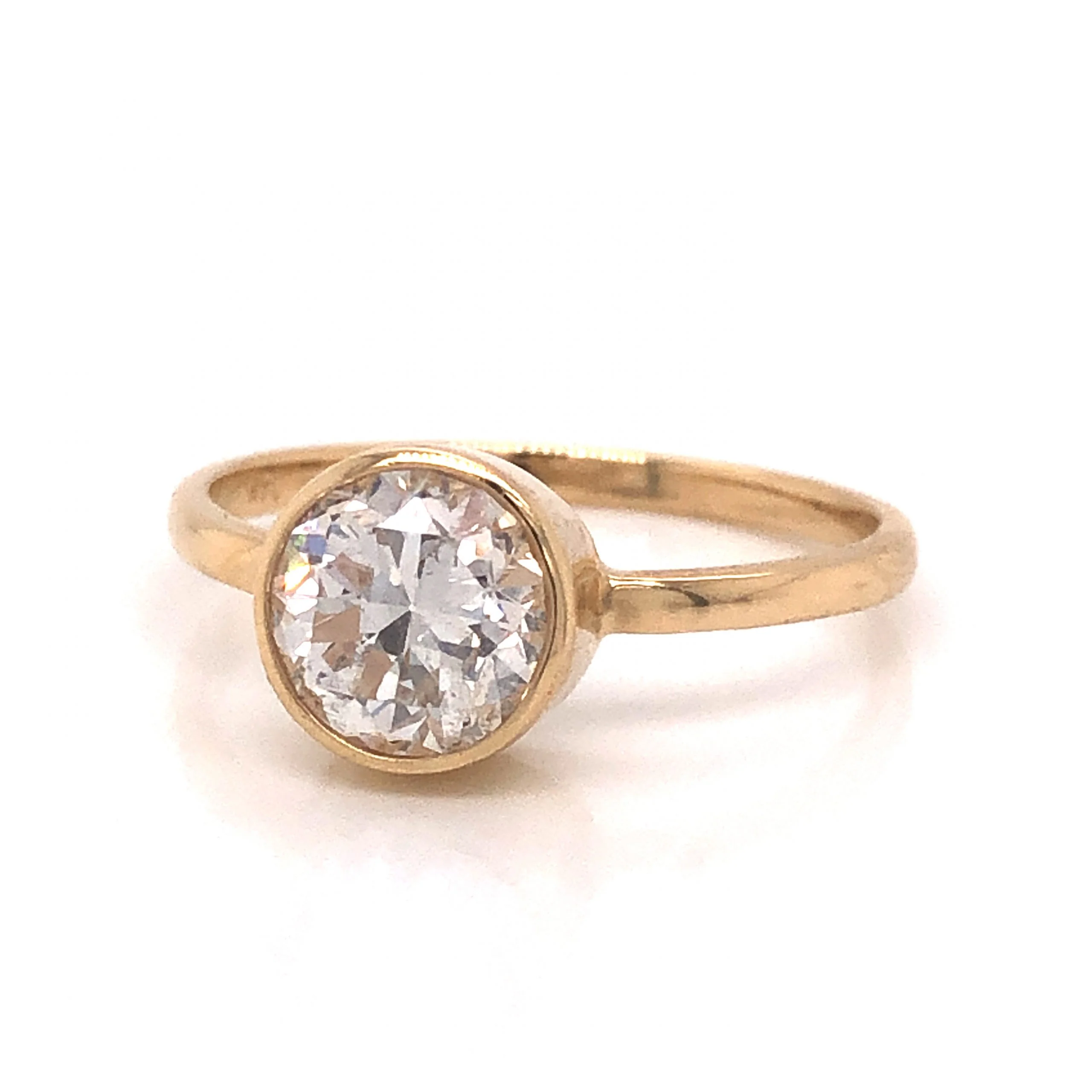 1.23 Bezel Set Diamond Engagement Ring in 14k Yellow Gold - Image 2