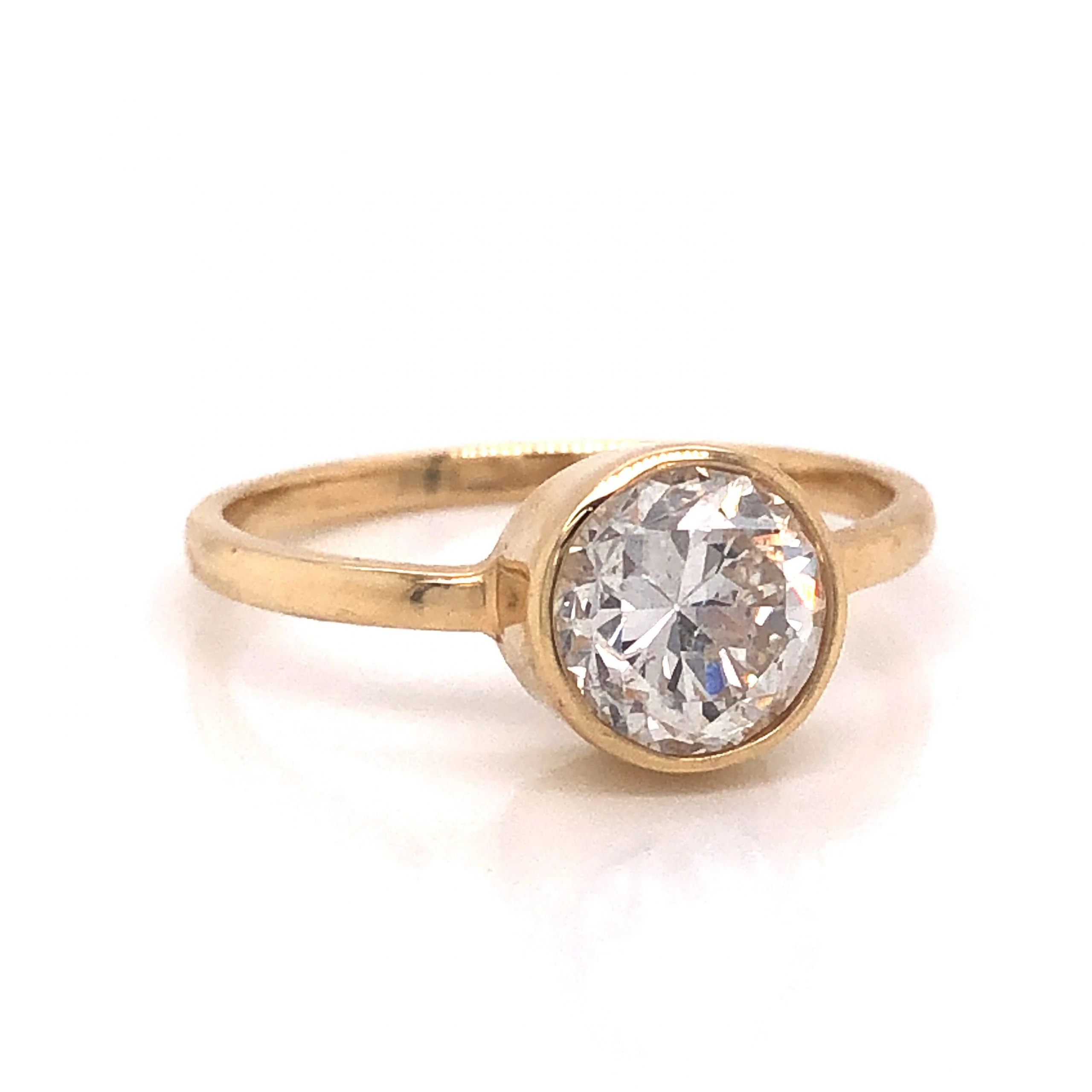 1.23 Bezel Set Diamond Engagement Ring in 14k Yellow Gold - Image 3