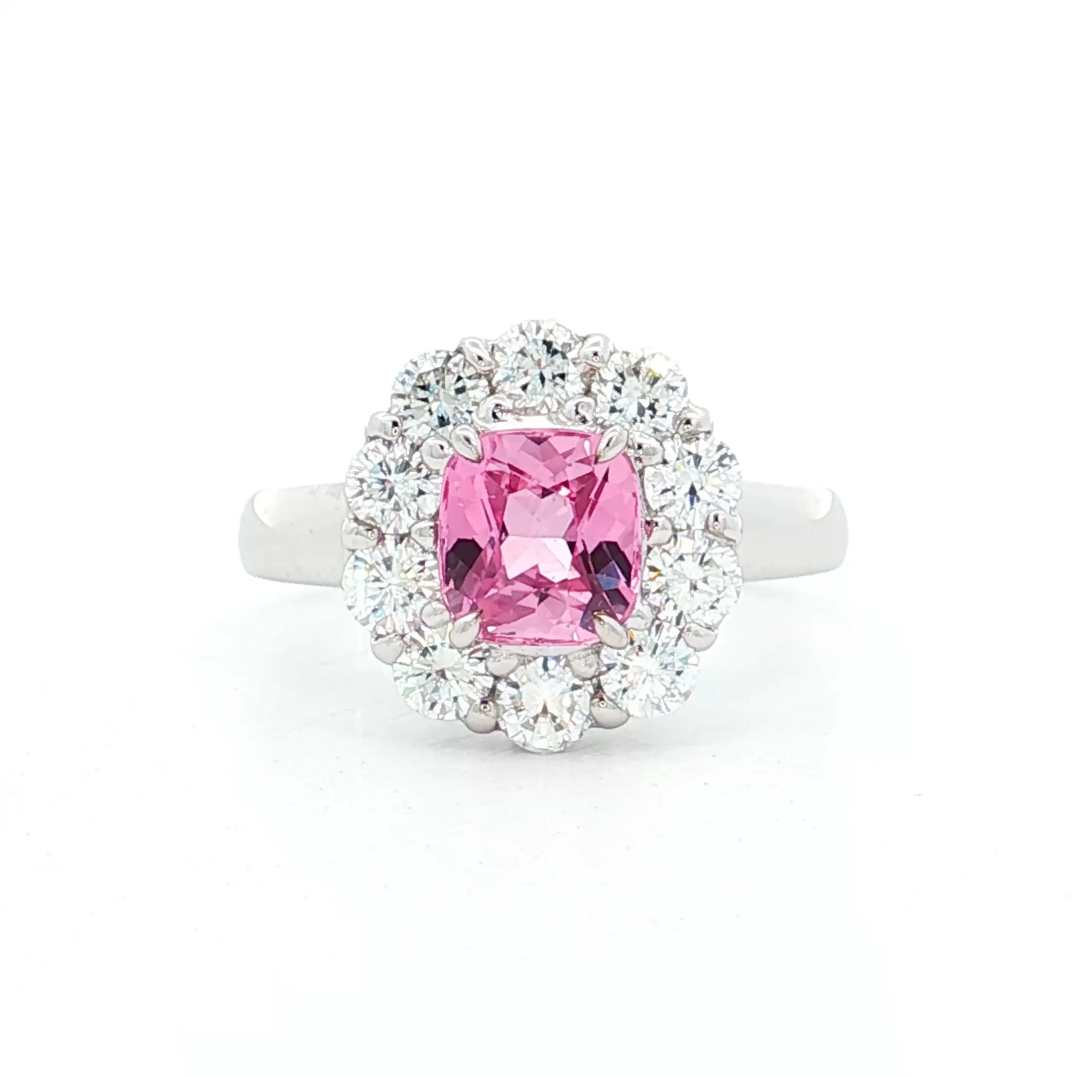 1.23 Cushion Pink Sapphire Engagement Ring Platinum