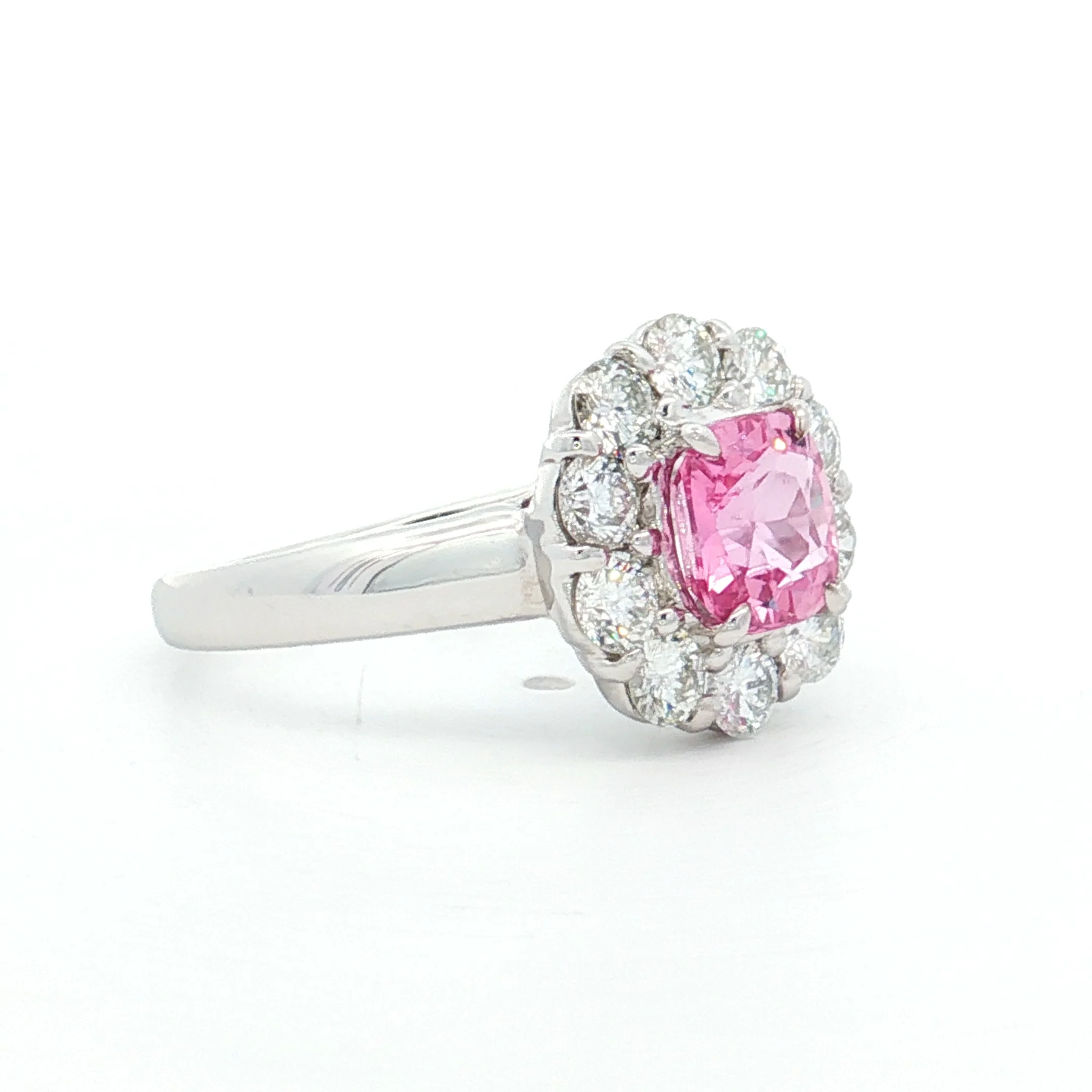 1.23 Cushion Pink Sapphire Engagement Ring Platinum - Image 3