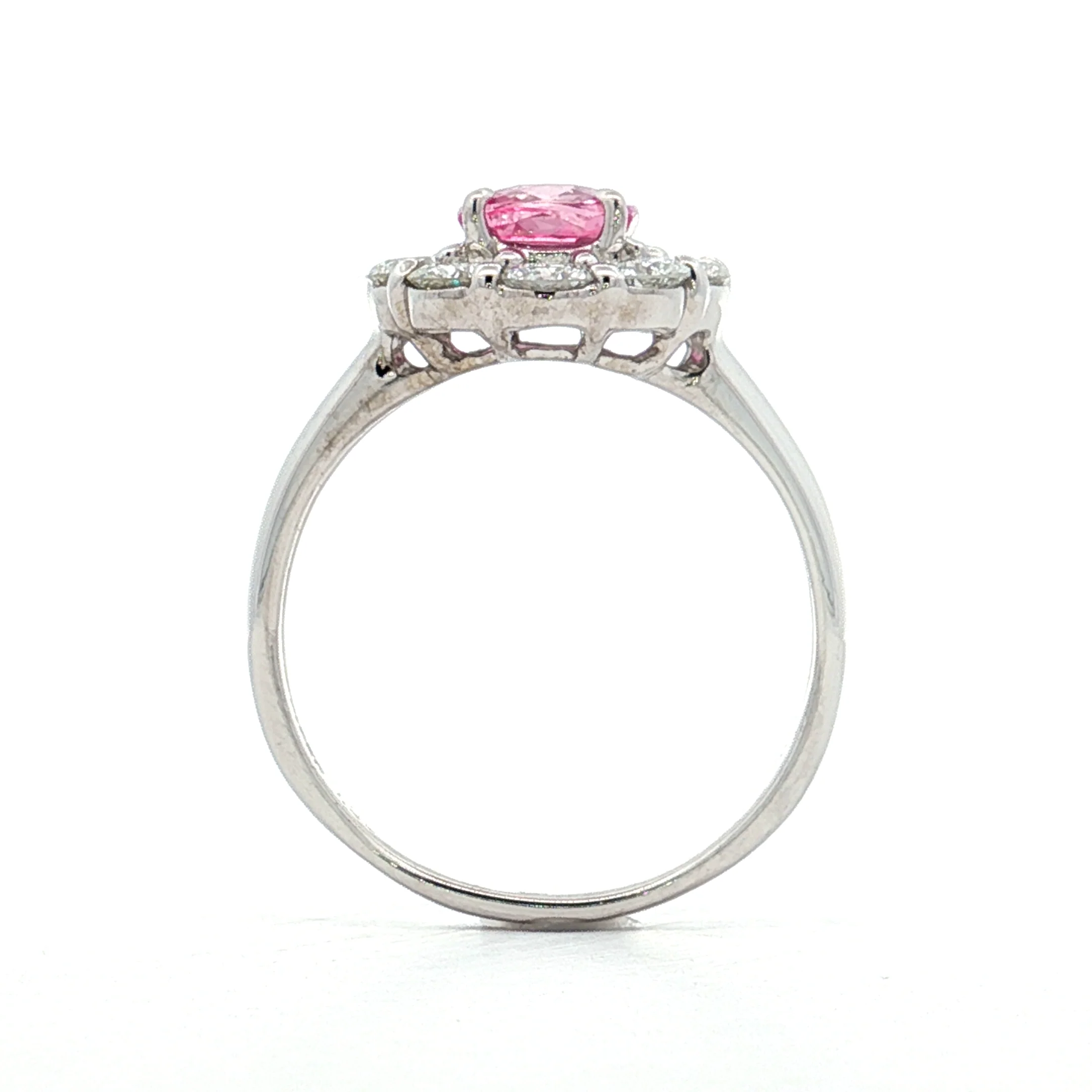 1.23 Cushion Pink Sapphire Engagement Ring Platinum - Image 4