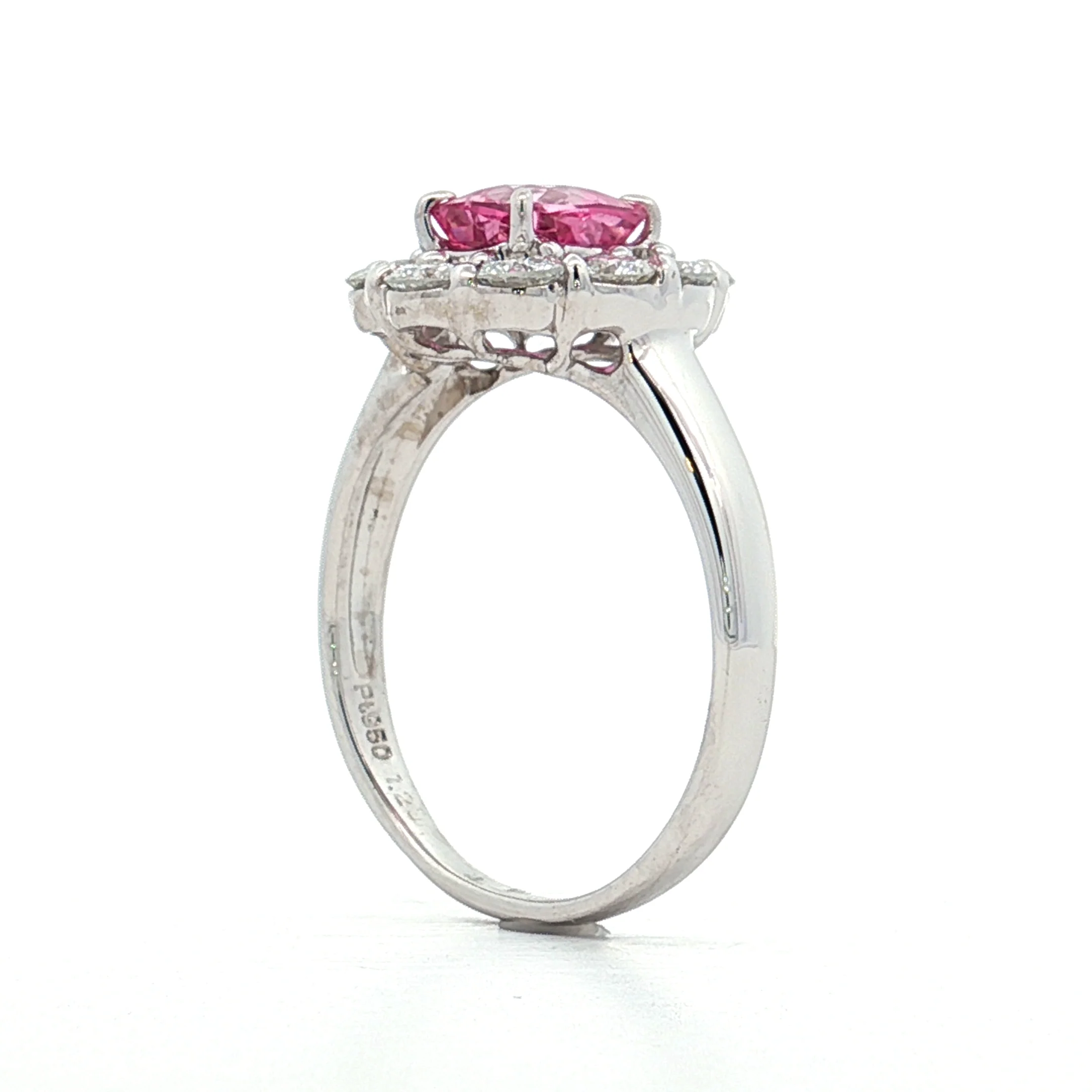 1.23 Cushion Pink Sapphire Engagement Ring Platinum - Image 5