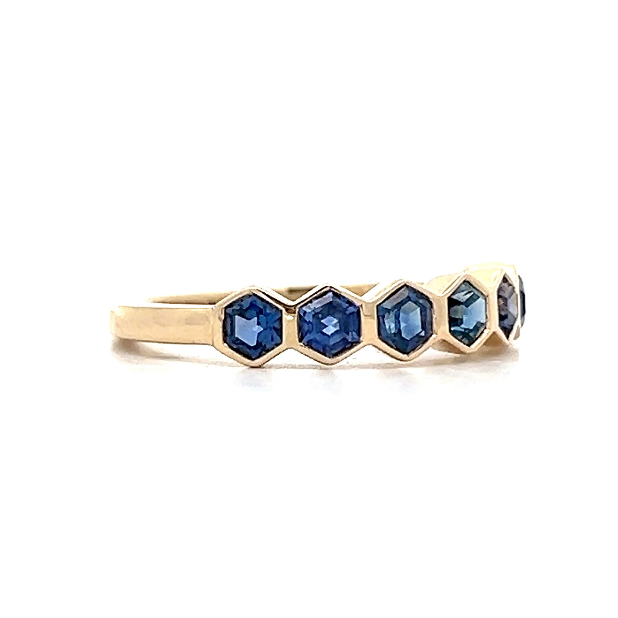 1.23 Hexagon Blue Sapphire Band in 14k Yellow Gold - Image 3
