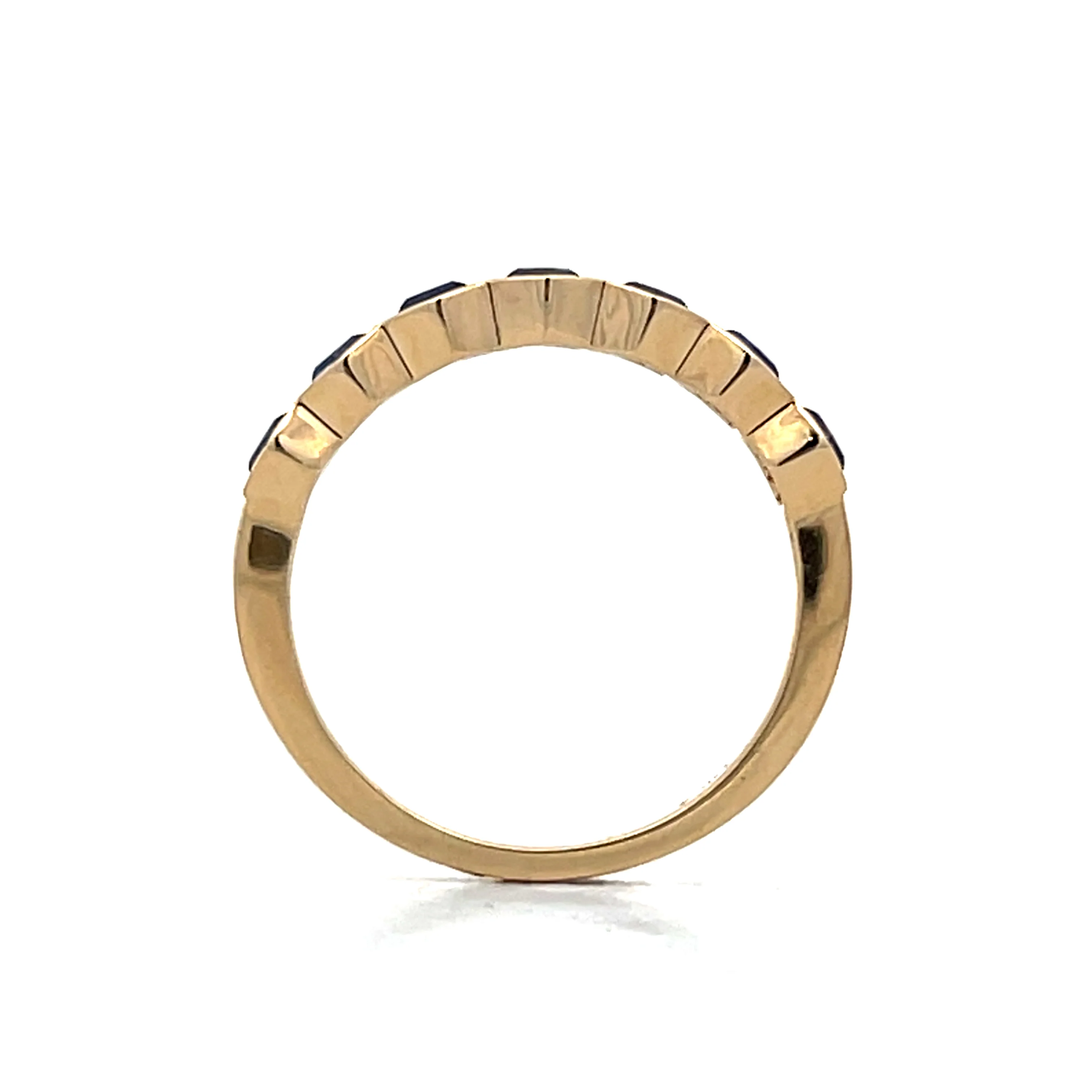 1.23 Hexagon Blue Sapphire Band in 14k Yellow Gold - Image 4