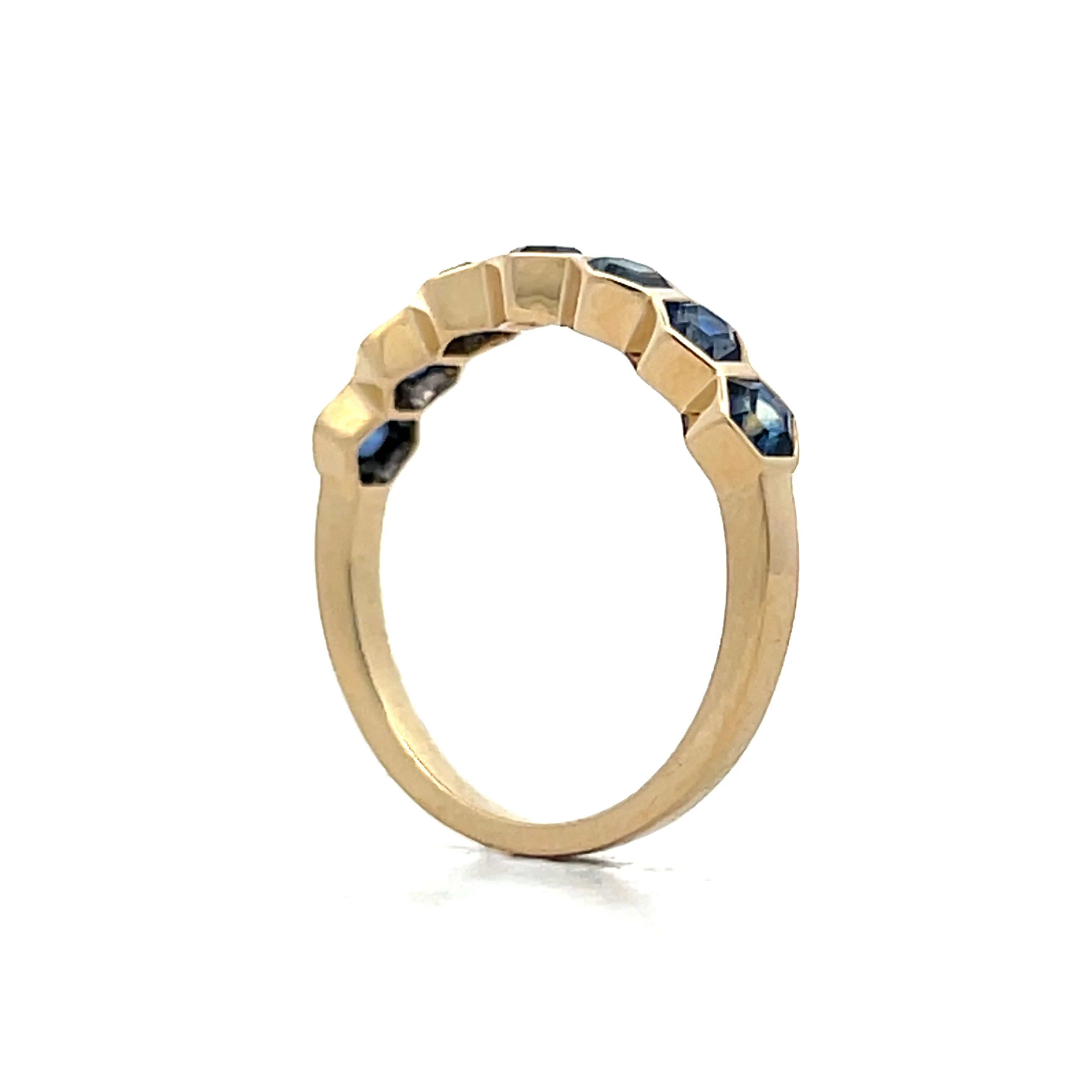 1.23 Hexagon Blue Sapphire Band in 14k Yellow Gold - Image 5