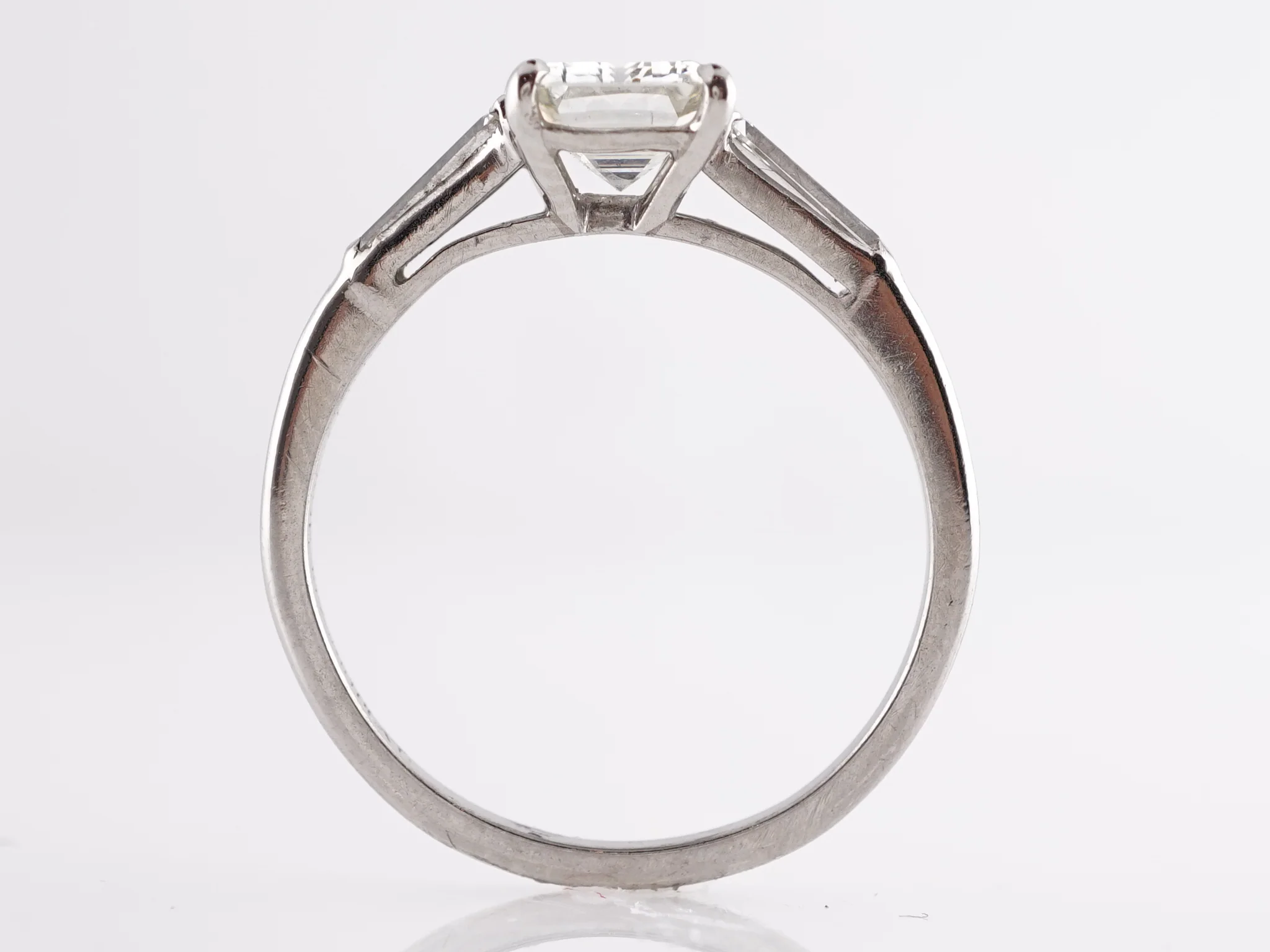 1.23 Mid-Century Emerald Cut Diamond Engagement Ring in Platinum - Image 2