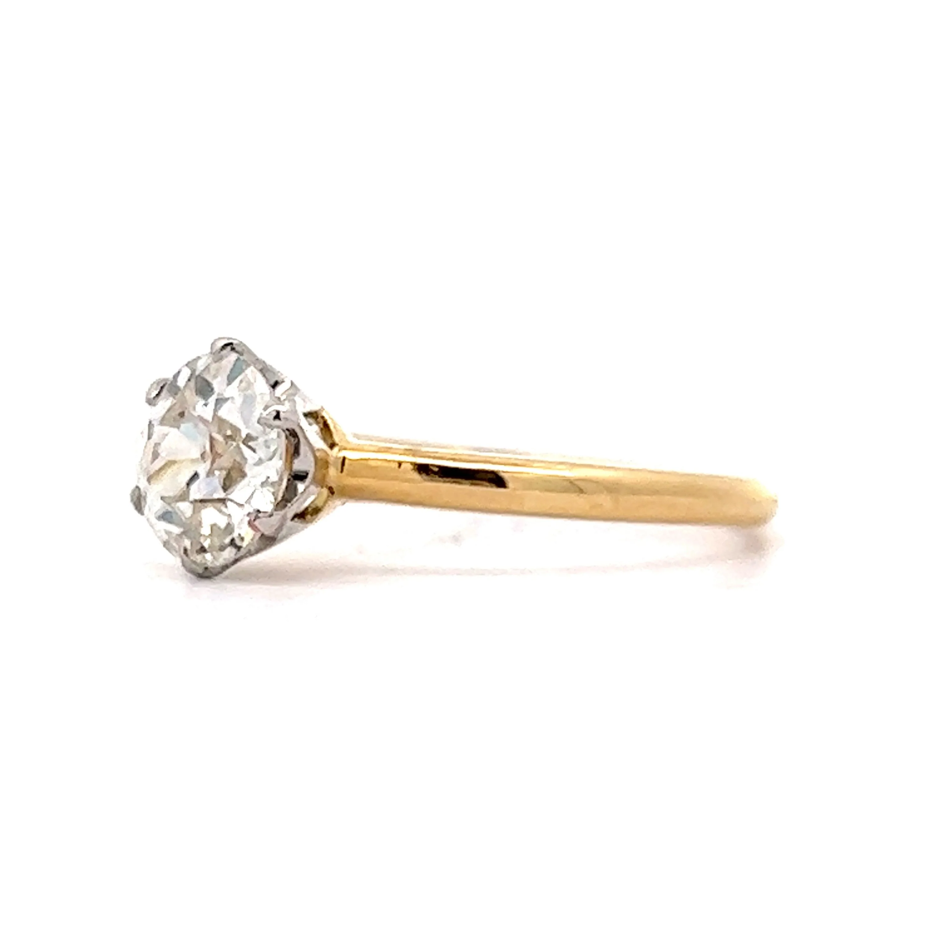 1.23 Old European Solitaire Engagement Ring in Platinum & Yellow Gold - Image 2