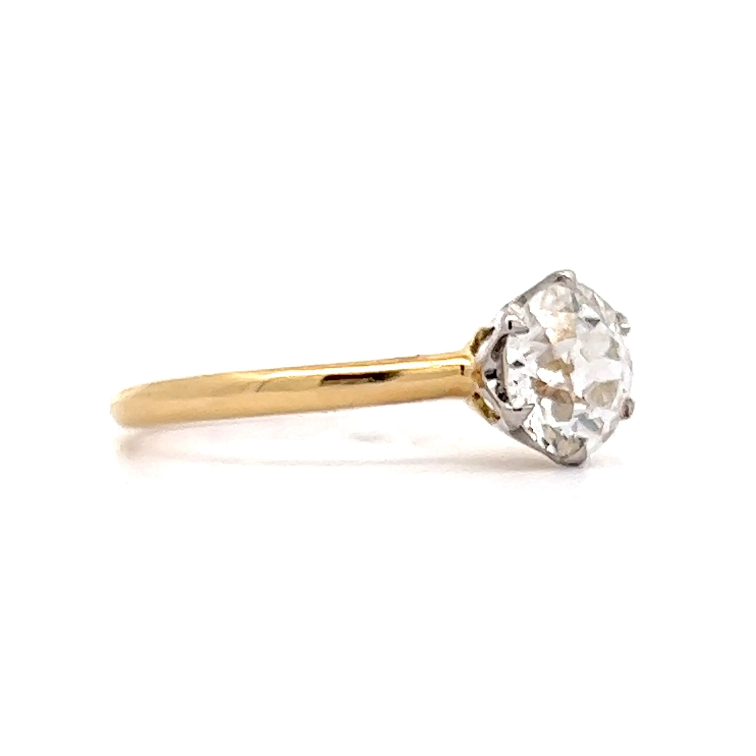 1.23 Old European Solitaire Engagement Ring in Platinum & Yellow Gold - Image 3