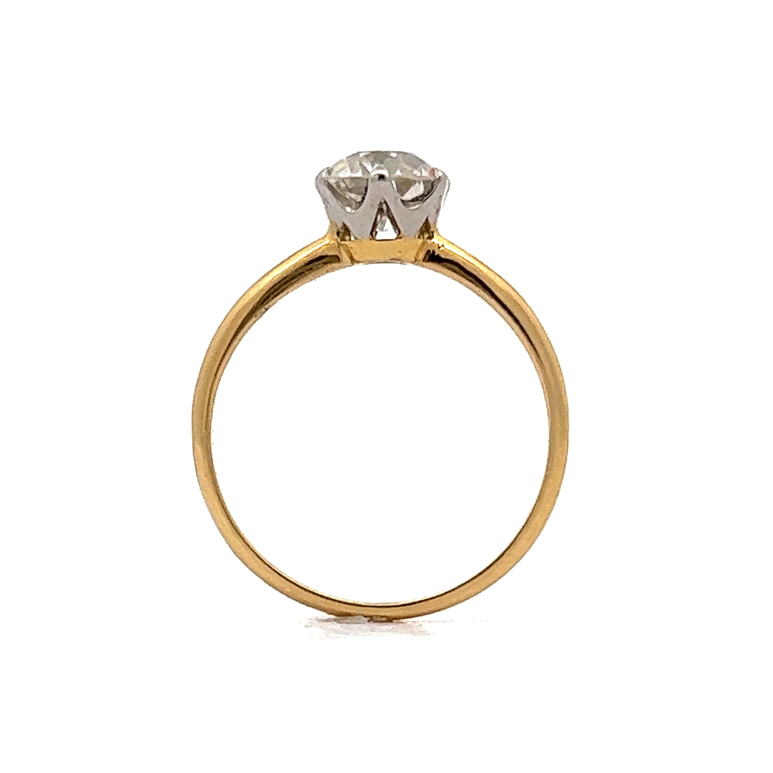 1.23 Old European Solitaire Engagement Ring in Platinum & Yellow Gold - Image 4