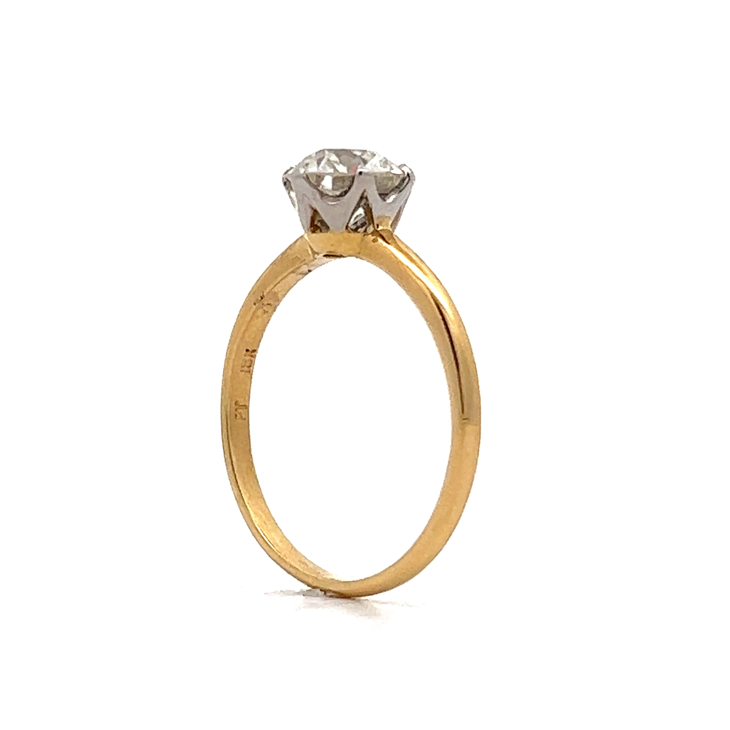1.23 Old European Solitaire Engagement Ring in Platinum & Yellow Gold - Image 5