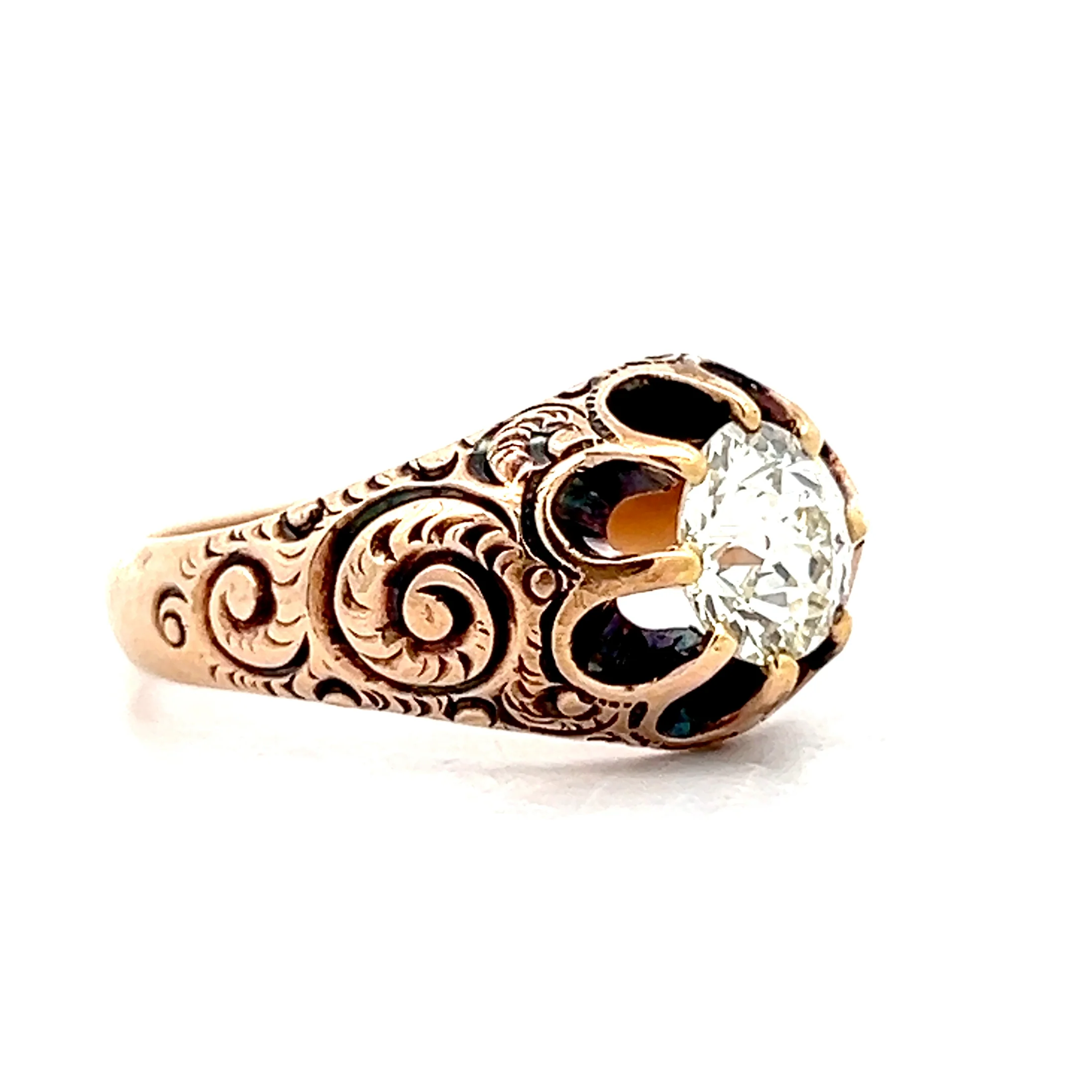 1.24 Antique Victorian Diamond Engagement Ring 10k - Image 3