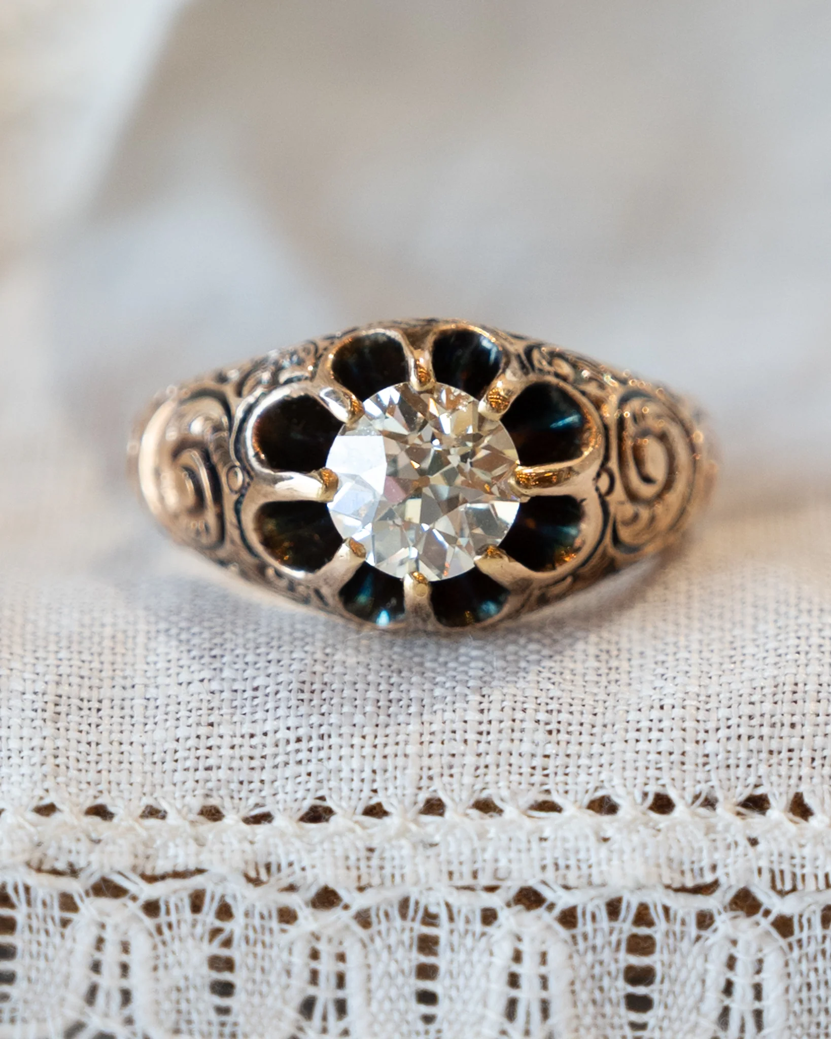 1.24 Antique Victorian Diamond Engagement Ring 10k - Image 6