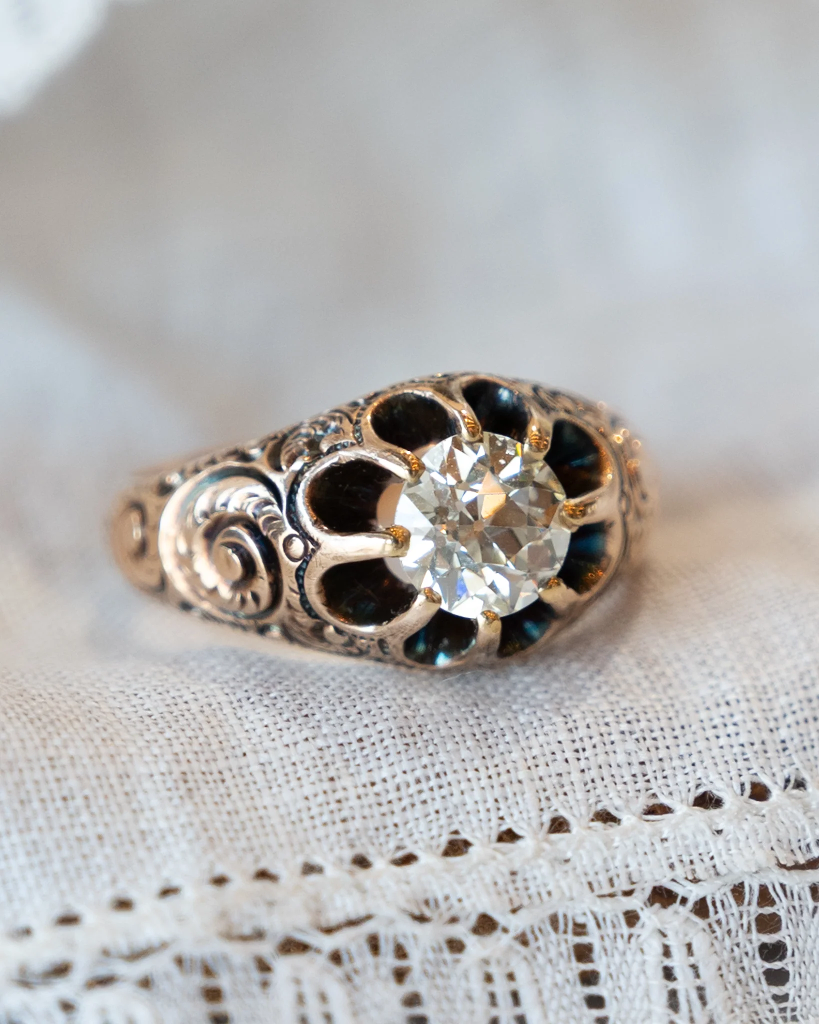 1.24 Antique Victorian Diamond Engagement Ring 10k - Image 7