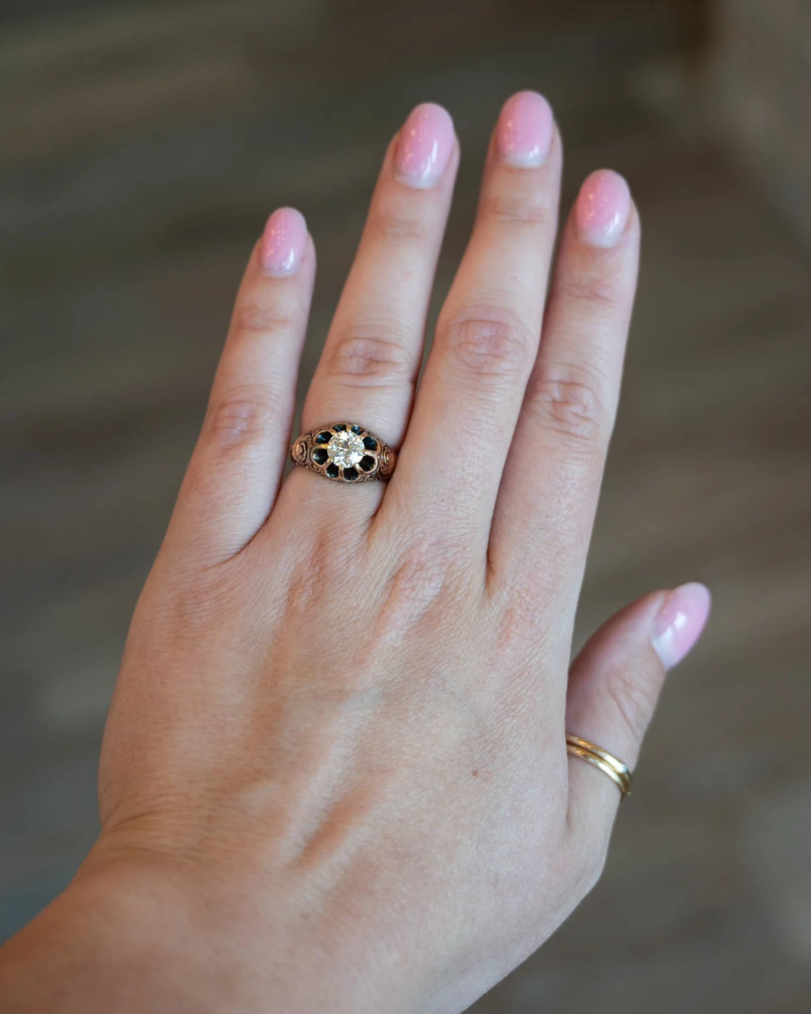 1.24 Antique Victorian Diamond Engagement Ring 10k - Image 8