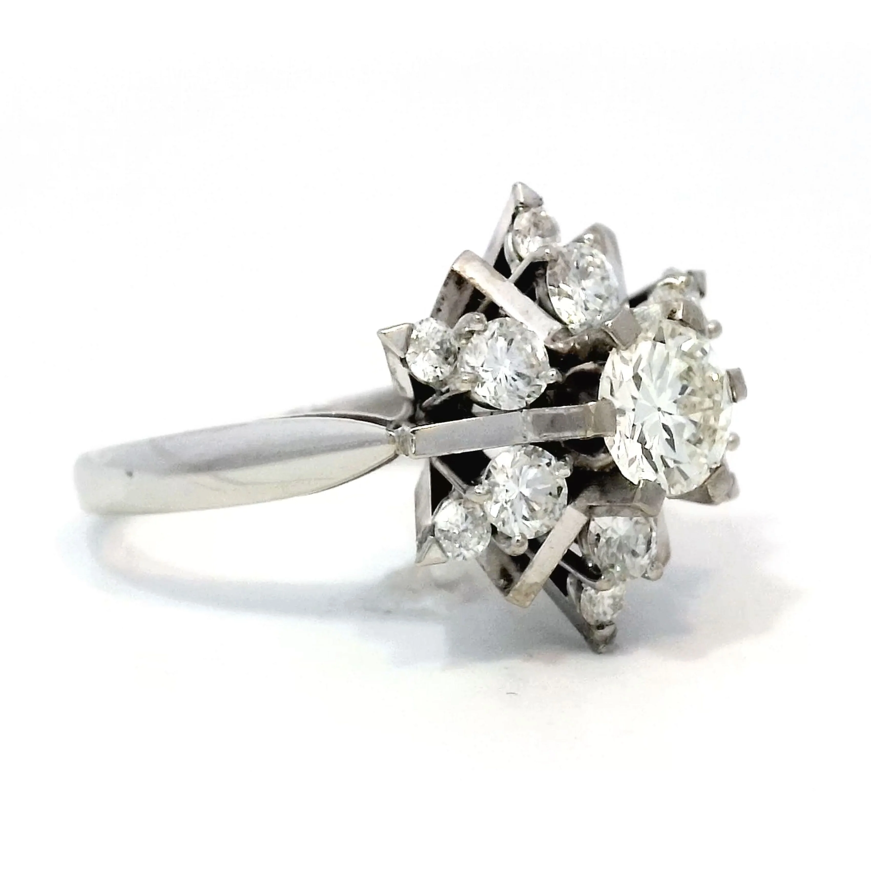 1.24 Diamond Floral Cocktail Ring in 18k White Gold - Image 3
