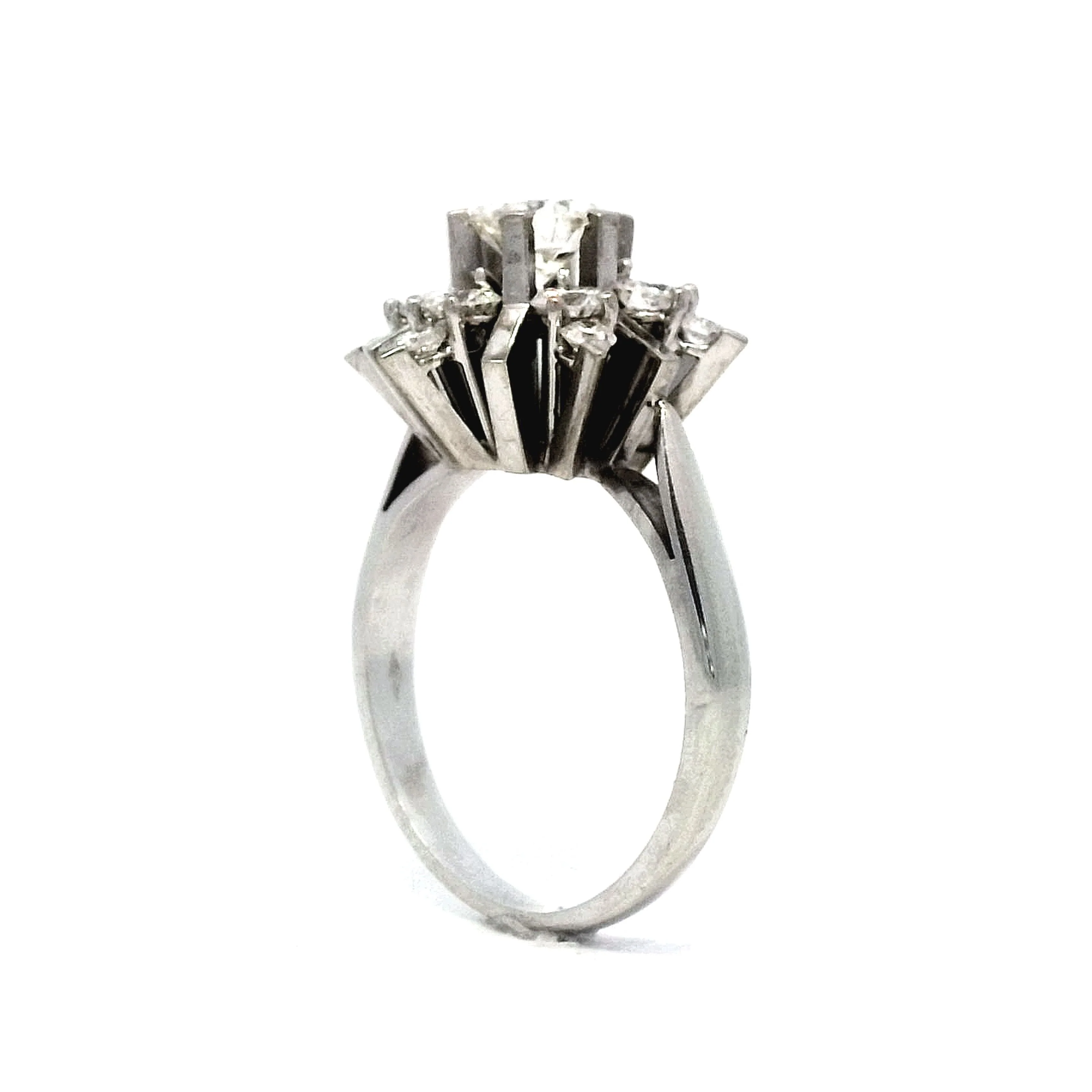 1.24 Diamond Floral Cocktail Ring in 18k White Gold - Image 5