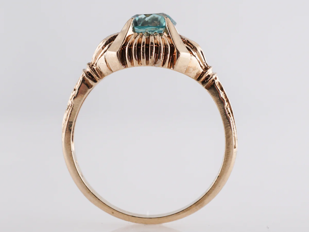 1.24 Retro Blue Zircon Engagement Ring in 14K - Image 4