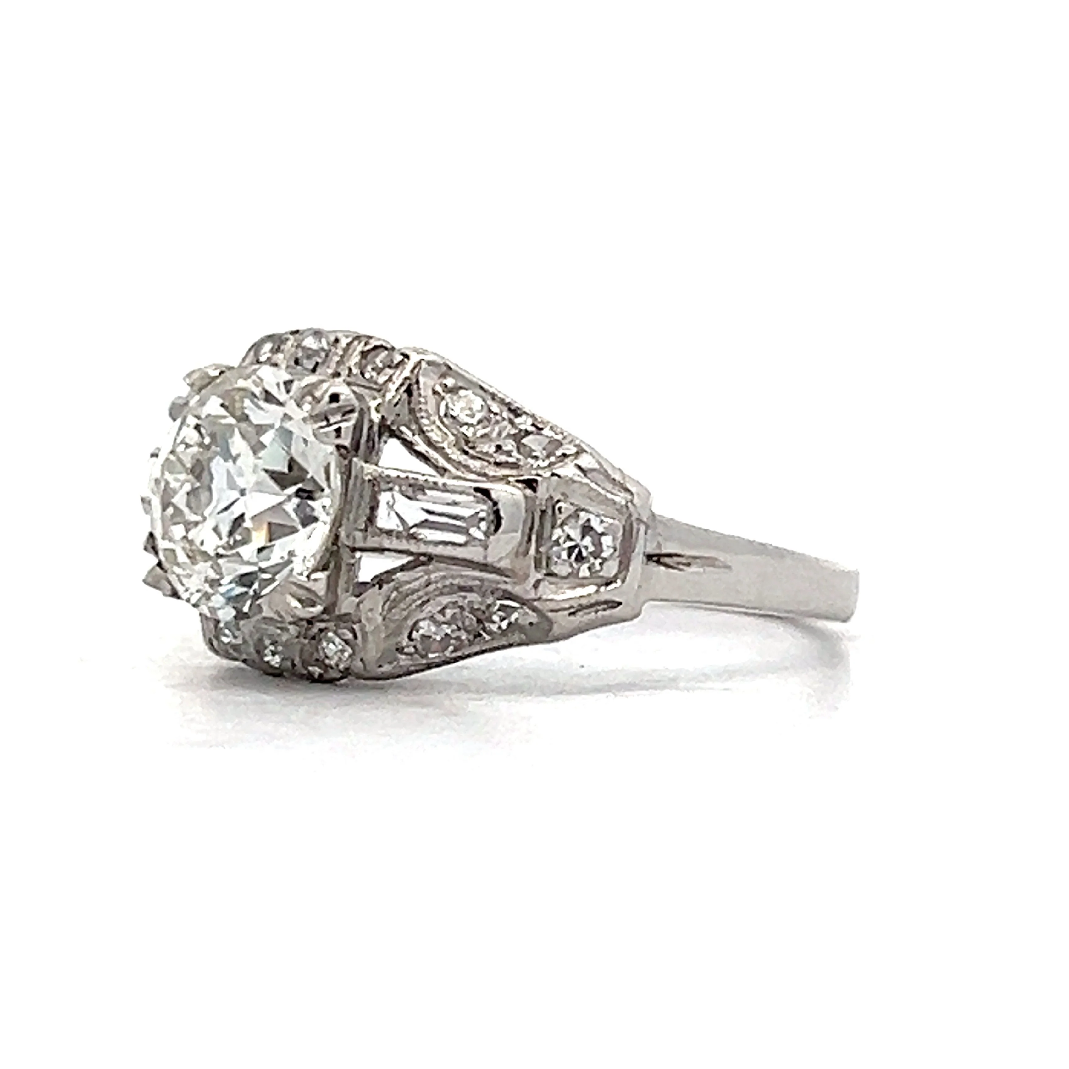 1.24 Vintage Deco Diamond Engagement Ring in Platinum - Image 2