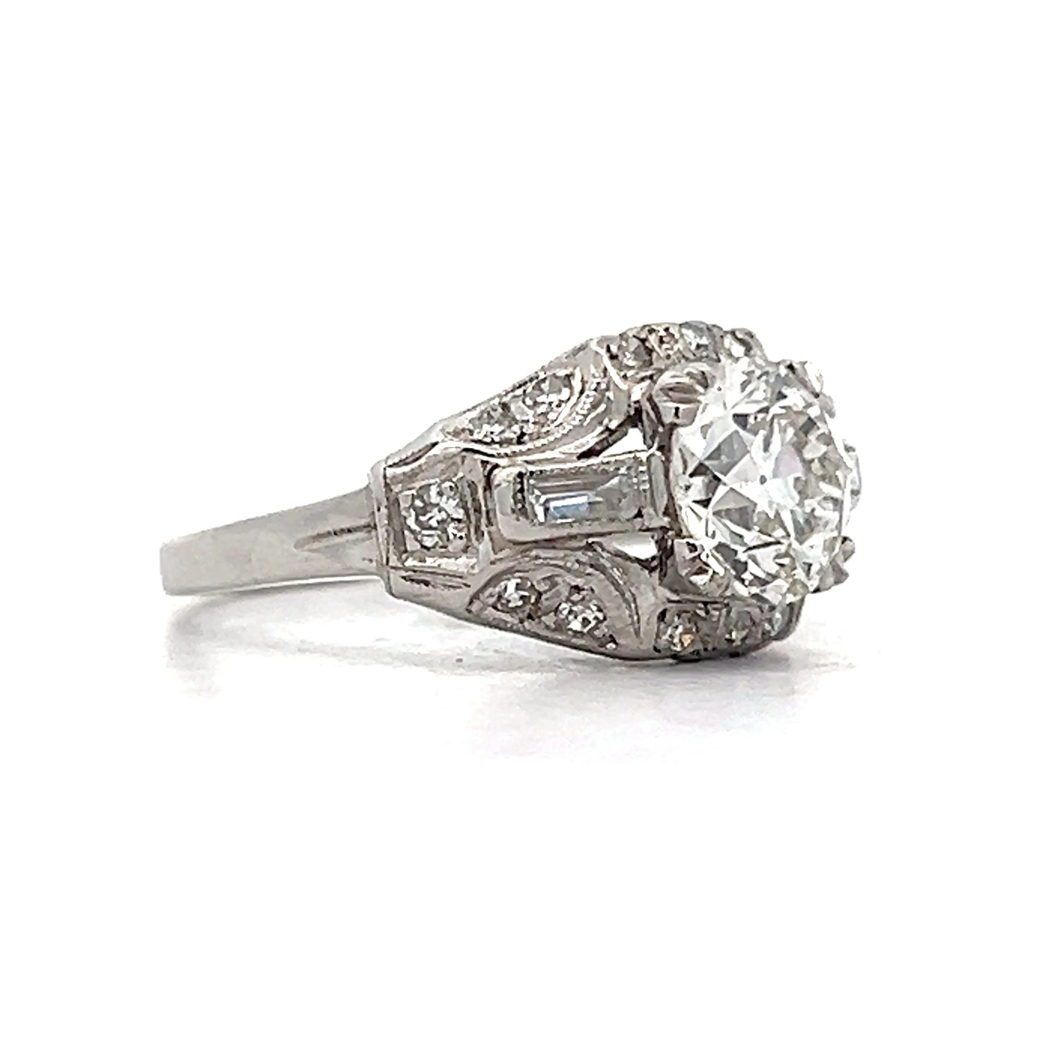 1.24 Vintage Deco Diamond Engagement Ring in Platinum - Image 3