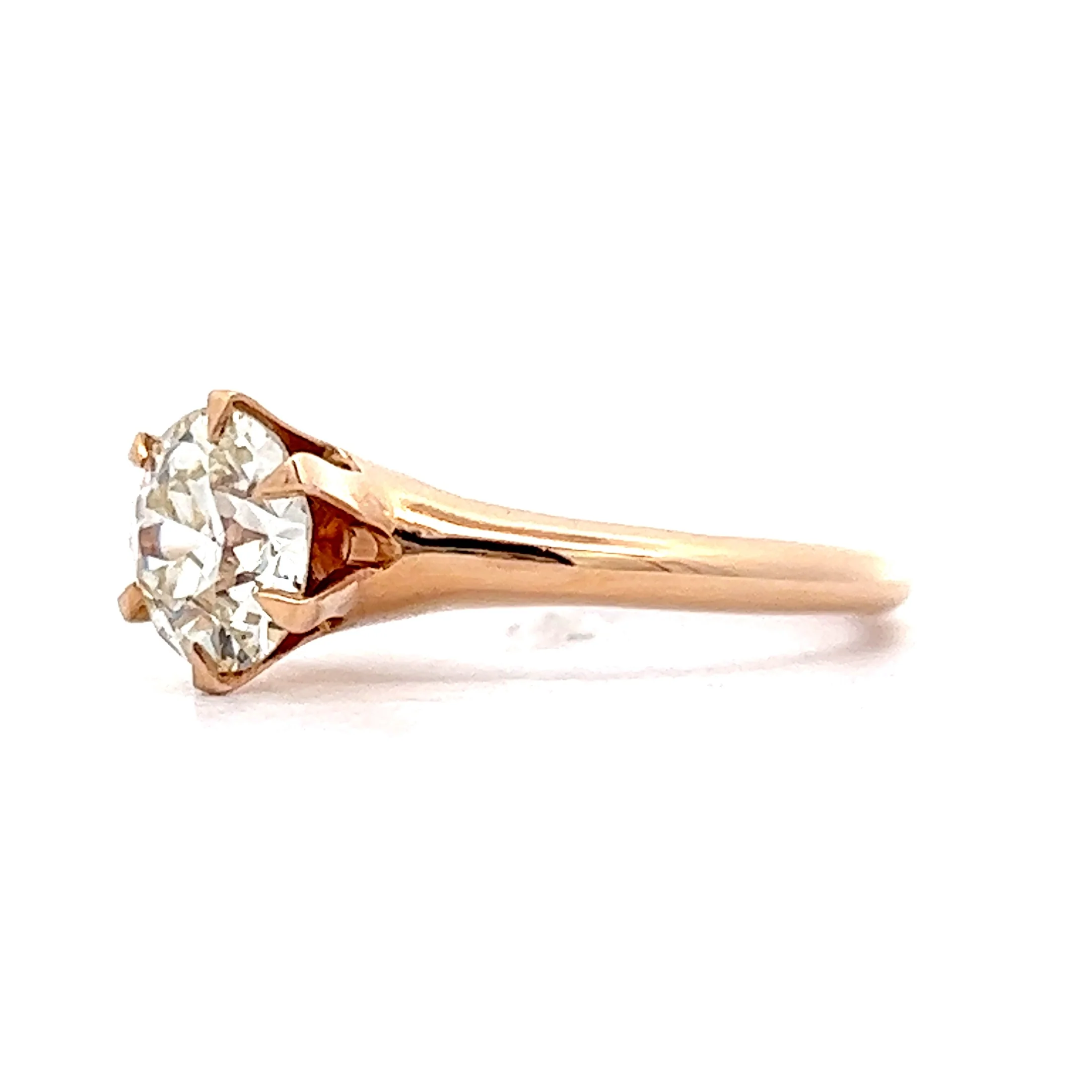 Victorian Solitaire Diamond Engagement Ring in 14k Rose Gold - Image 2