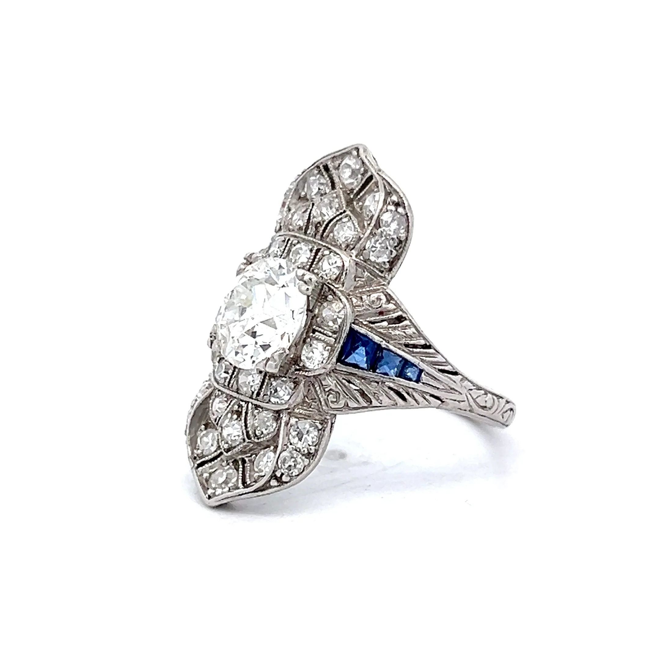 1.25 Antique Deco Diamond Dinner Ring in Platinum - Image 2