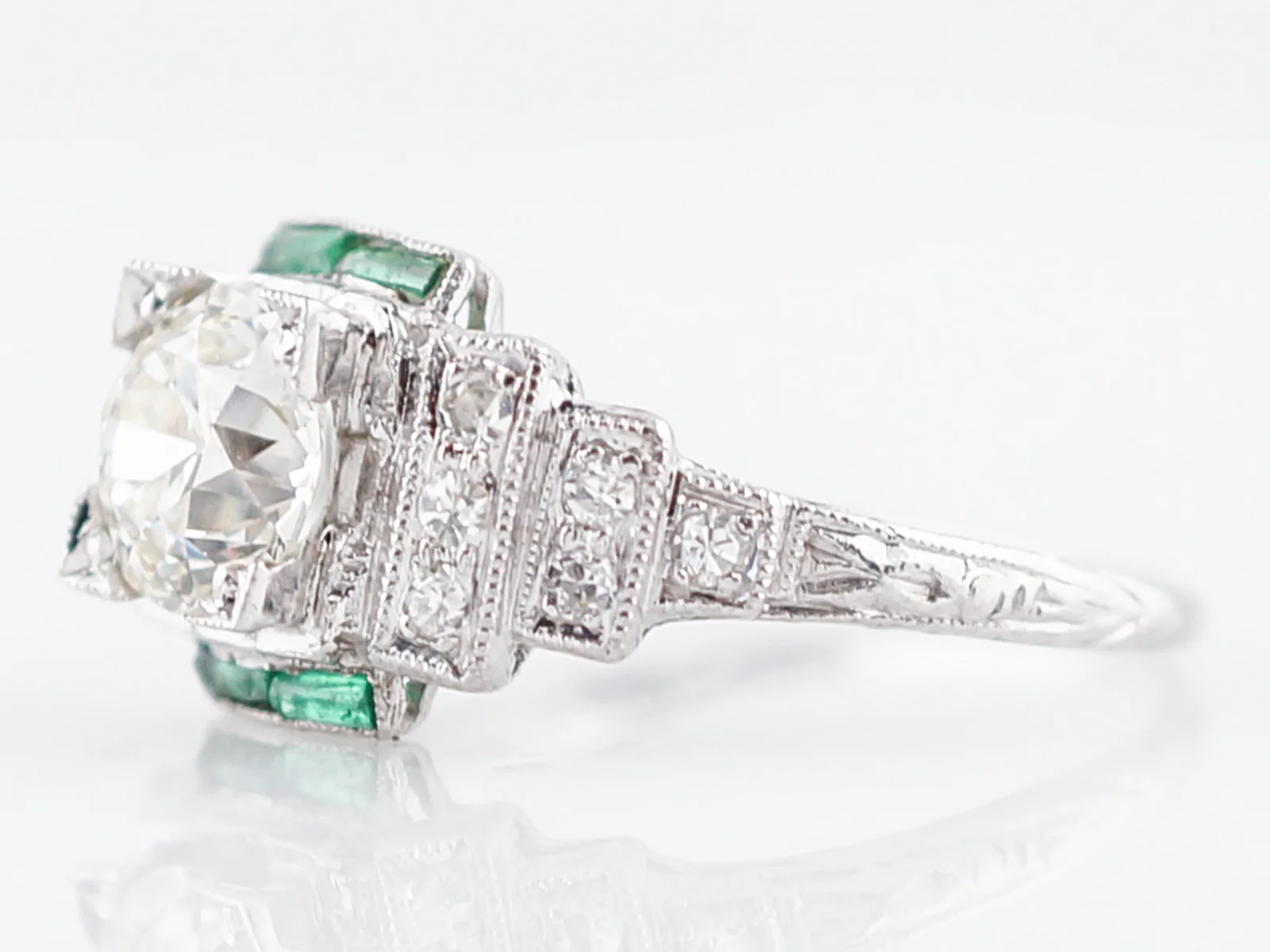 1.25 Carat Diamond Engagement Ring Art Deco Platinum - Image 2