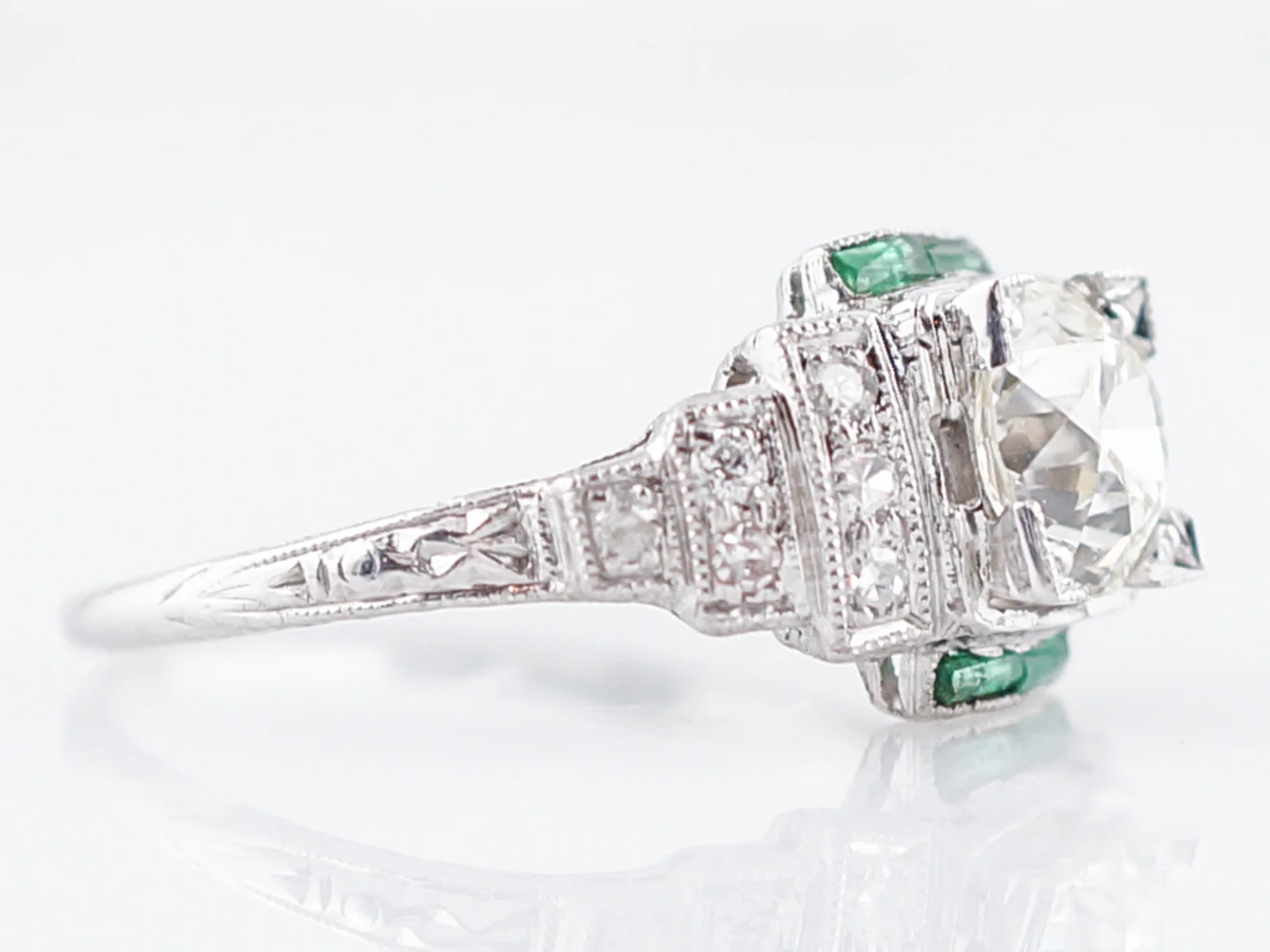 1.25 Carat Diamond Engagement Ring Art Deco Platinum - Image 3