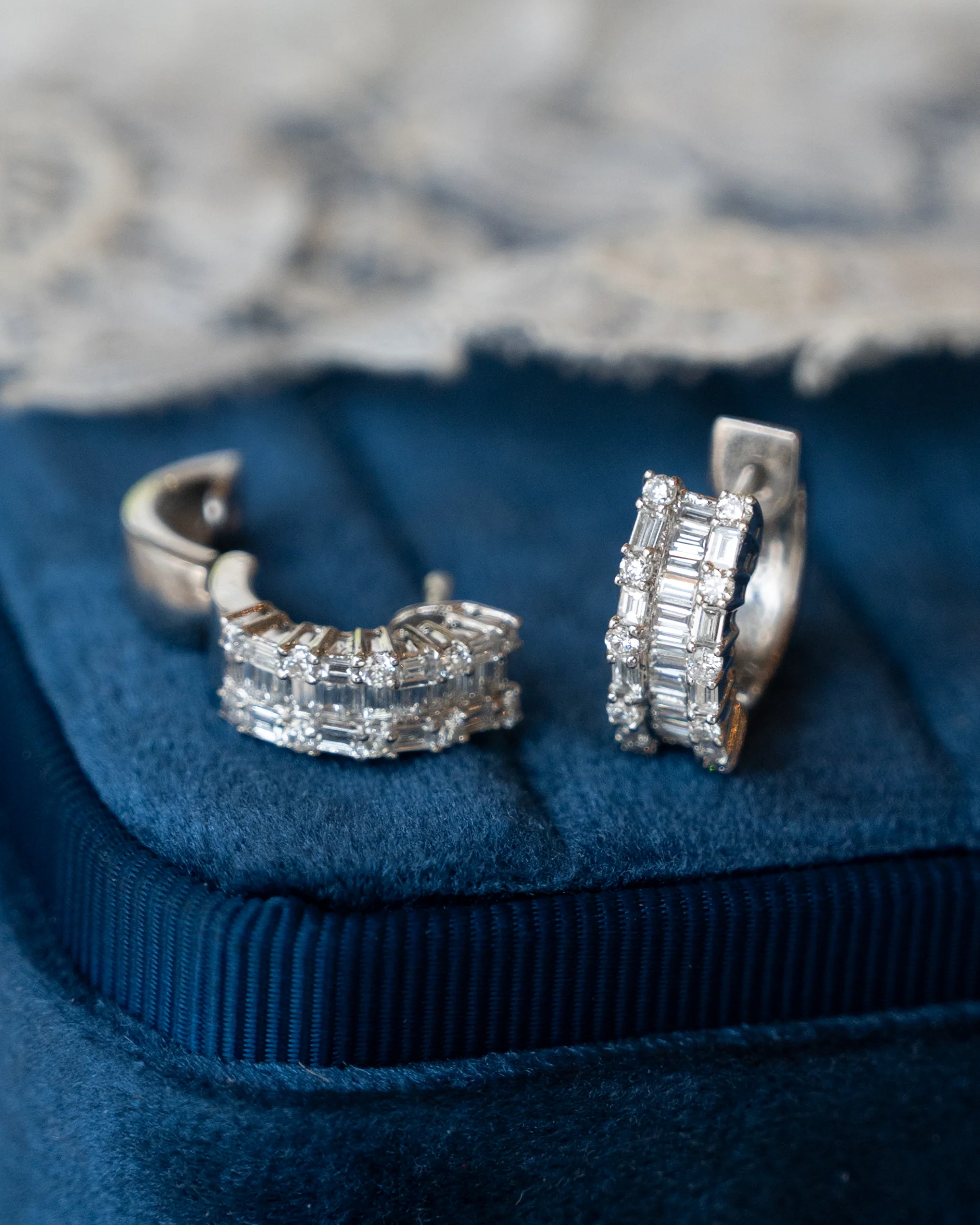 1.25 Diamond Baguette Huggie Hoop Earrings 18k - Image 4