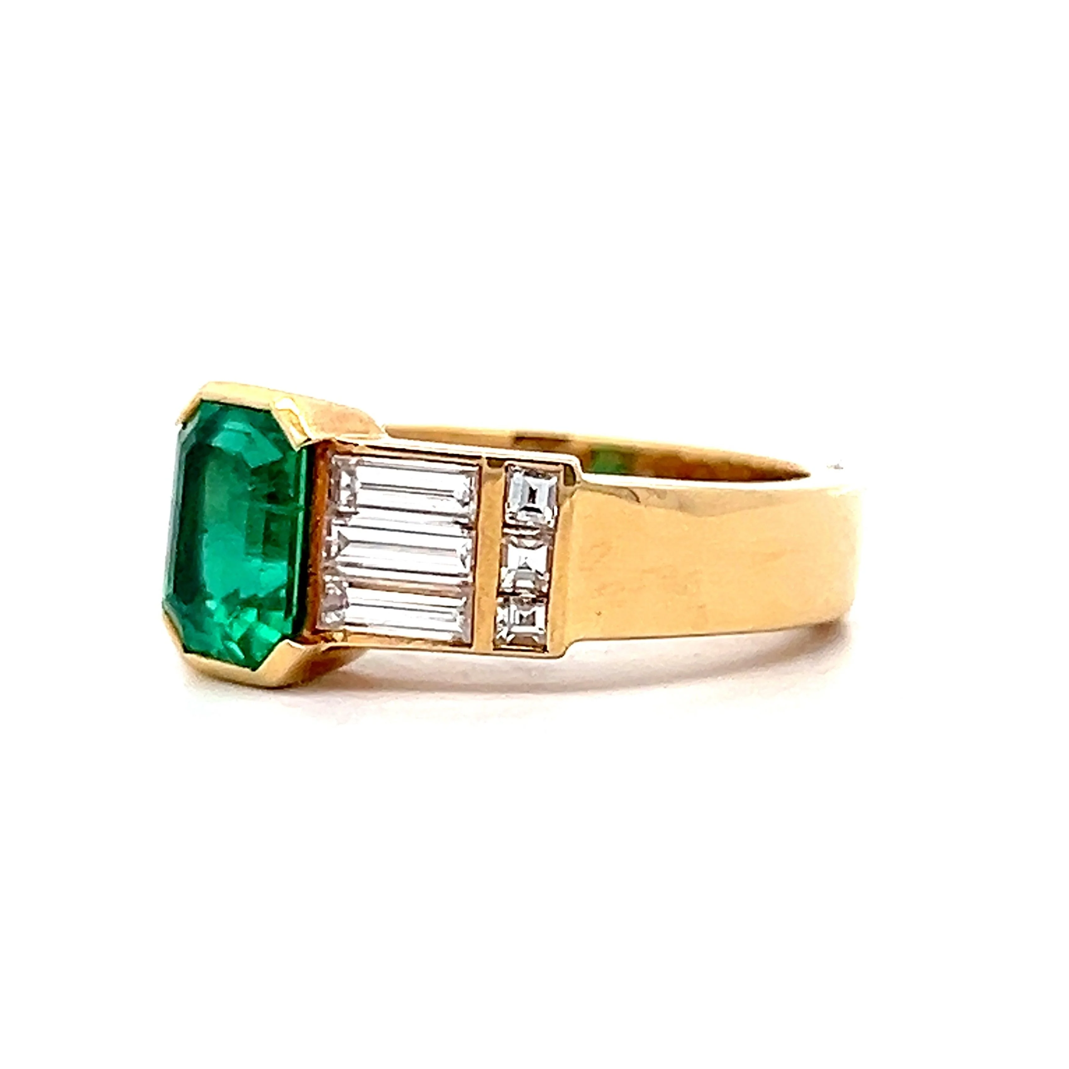 1.25 Emerald Cut Emerald Engagement Ring in 18k - Image 2