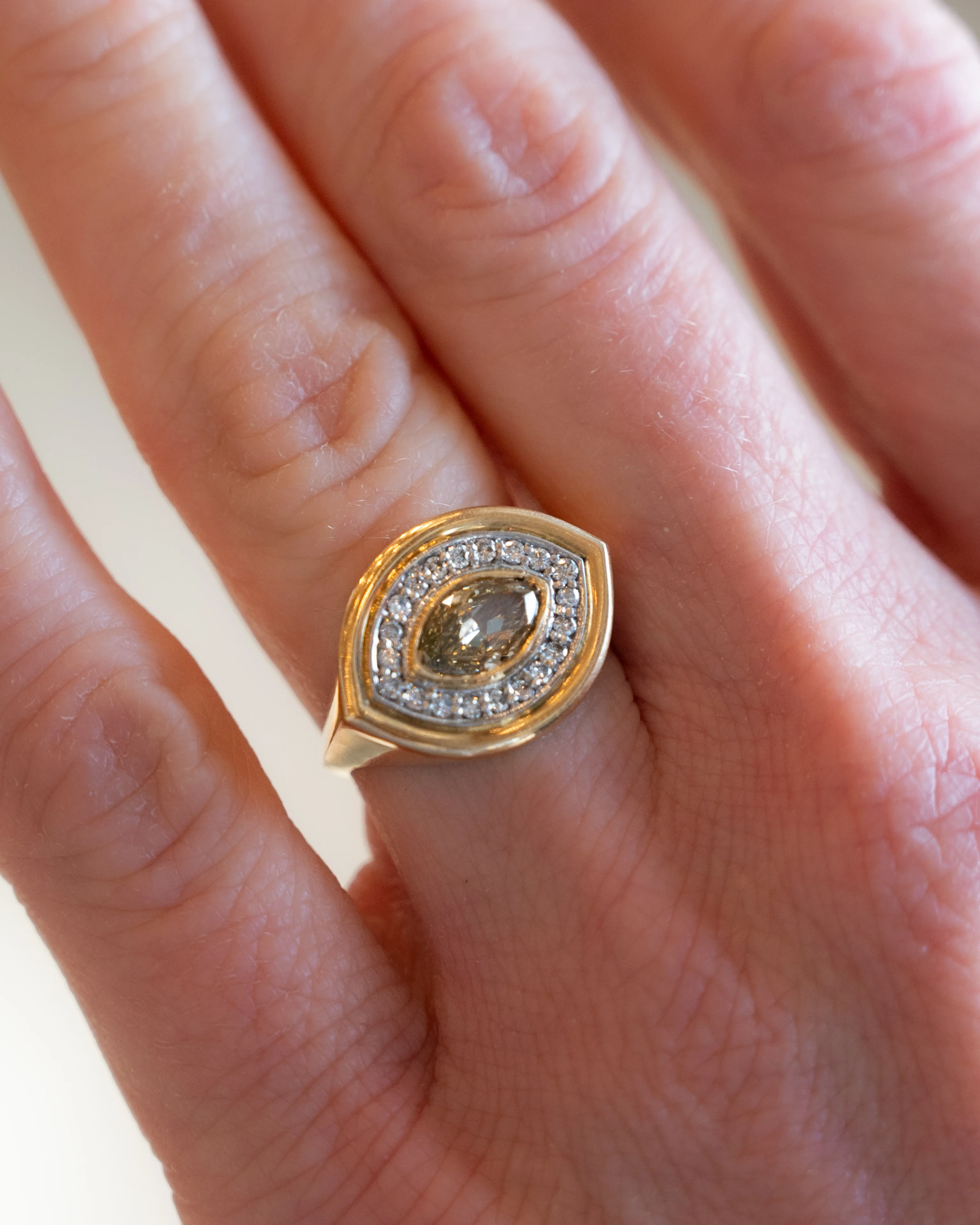 1.25 Evil Eye Diamond Cocktail Ring in Platinum & 18k - Image 7
