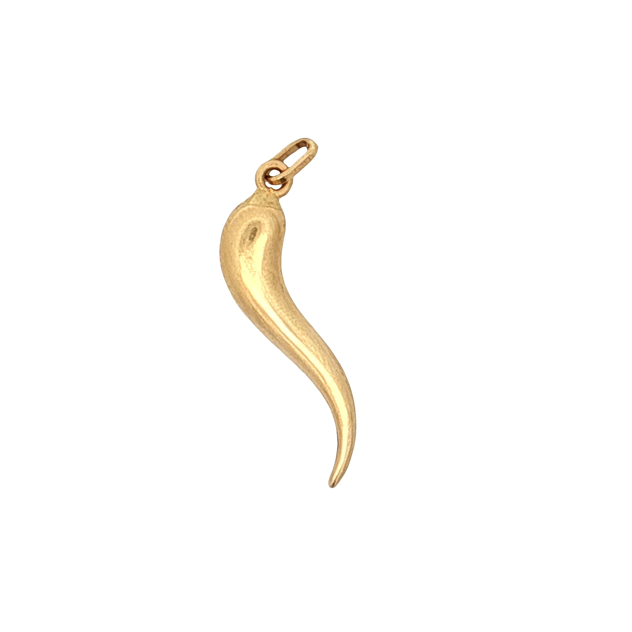 1.25 Inch Cornicello Pendant in 14k Yellow Gold