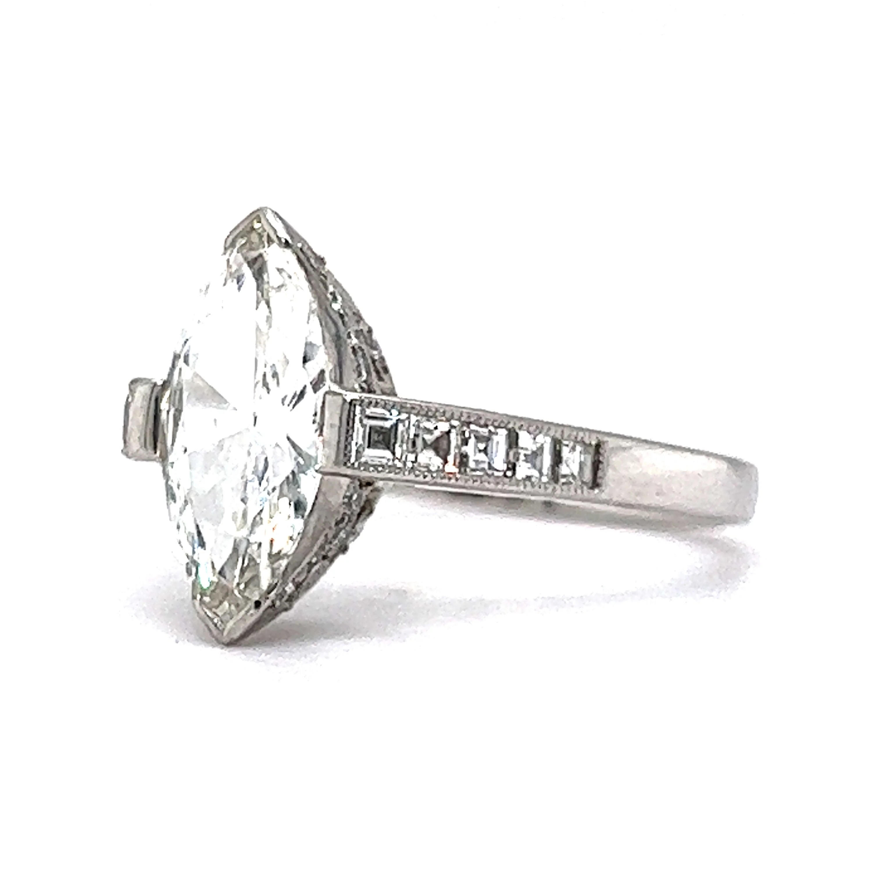 1.25 Marquise Cut Diamond Engagement Ring in Platinum - Image 2