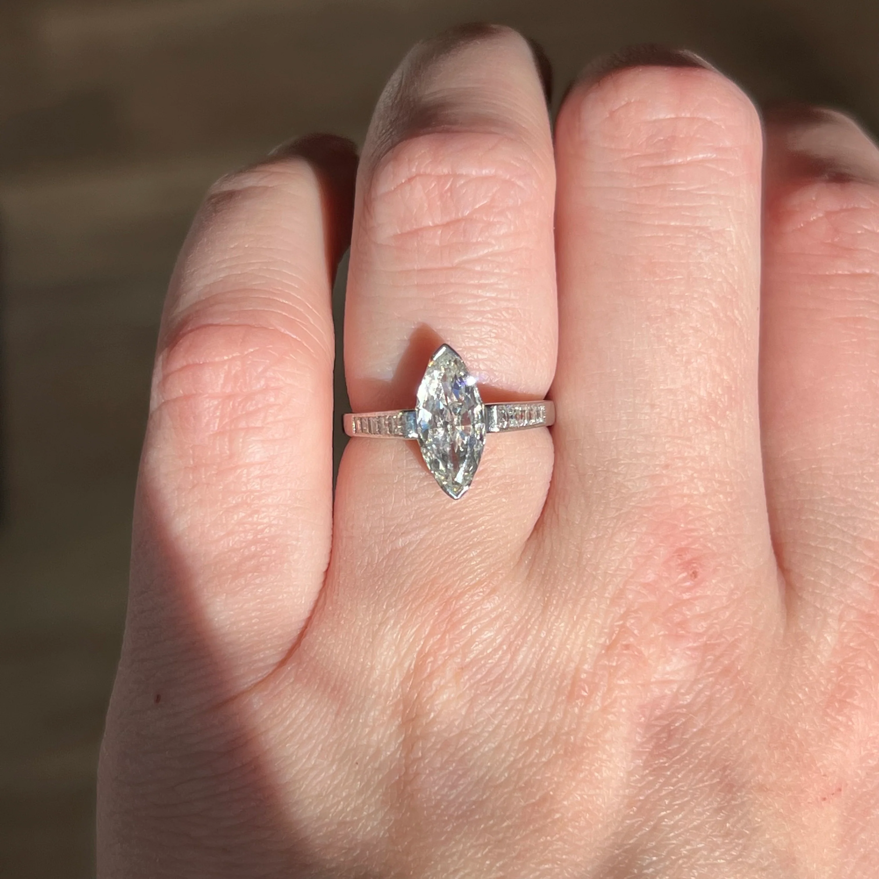 1.25 Marquise Cut Diamond Engagement Ring in Platinum - Image 6