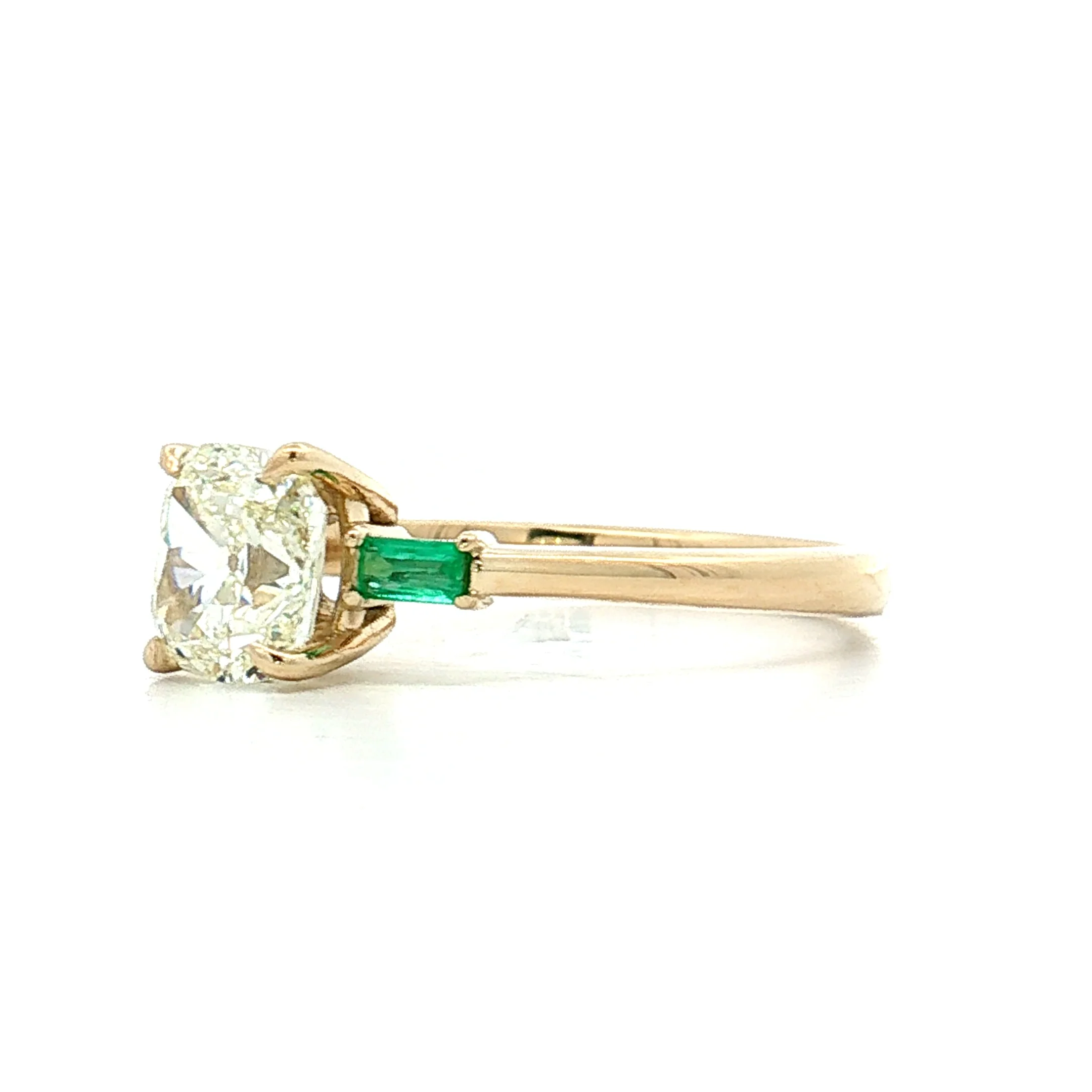 1.25 Old Mine Cushion Diamond Engagement Ring 14k - Image 2