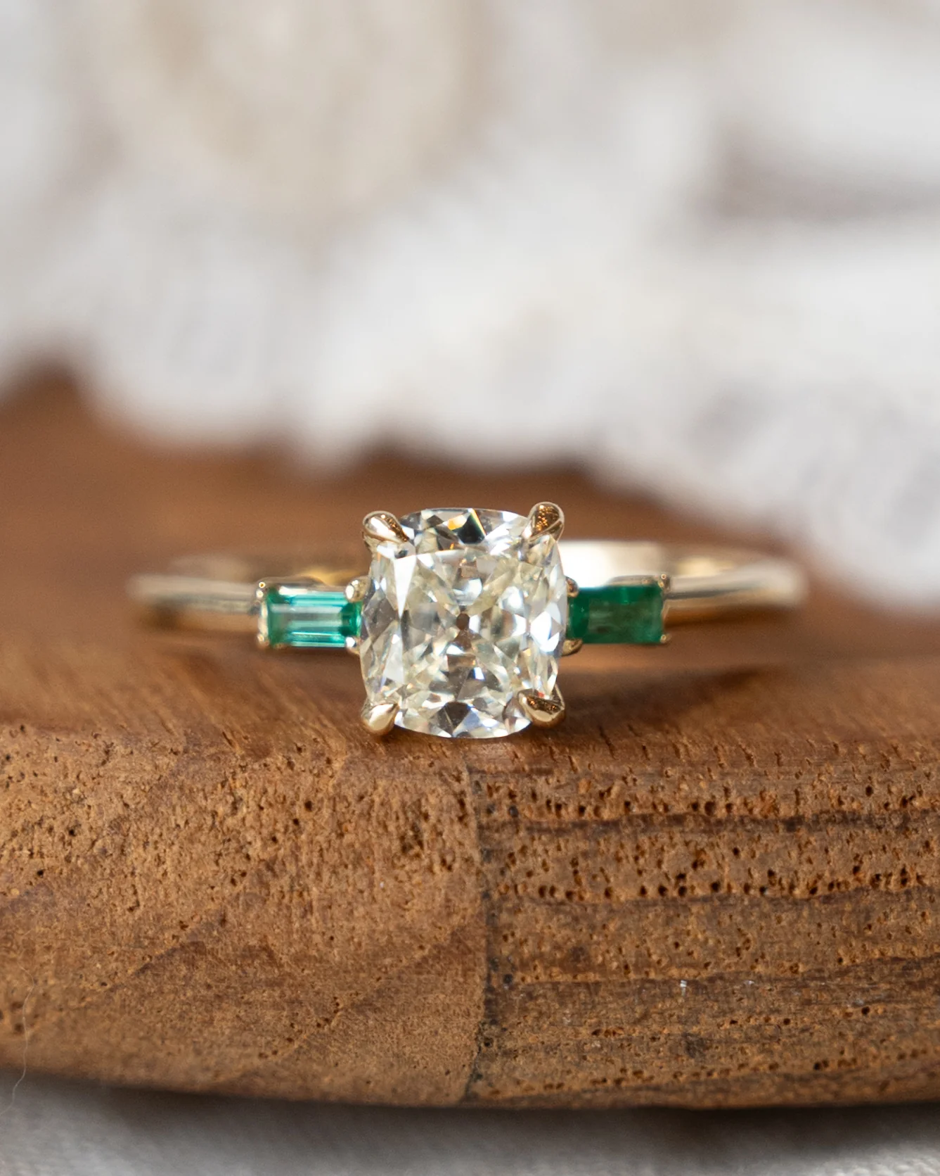 1.25 Old Mine Cushion Diamond Engagement Ring 14k - Image 6