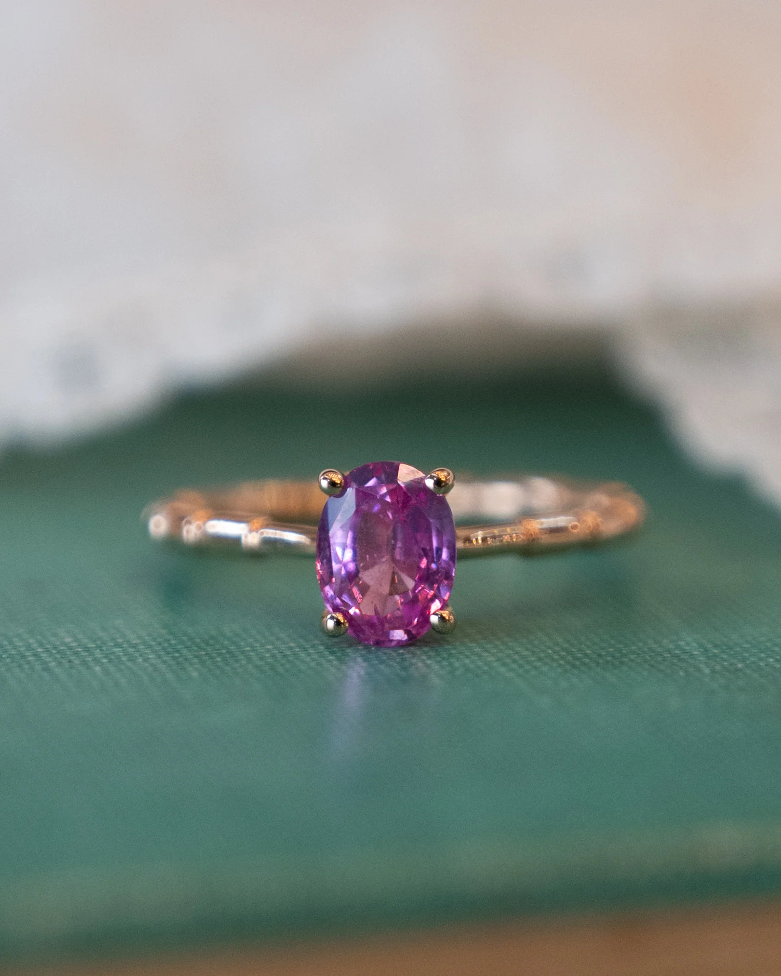1.25 Oval Pink Sapphire Solitaire Ring 18k Rose Gold - Image 6